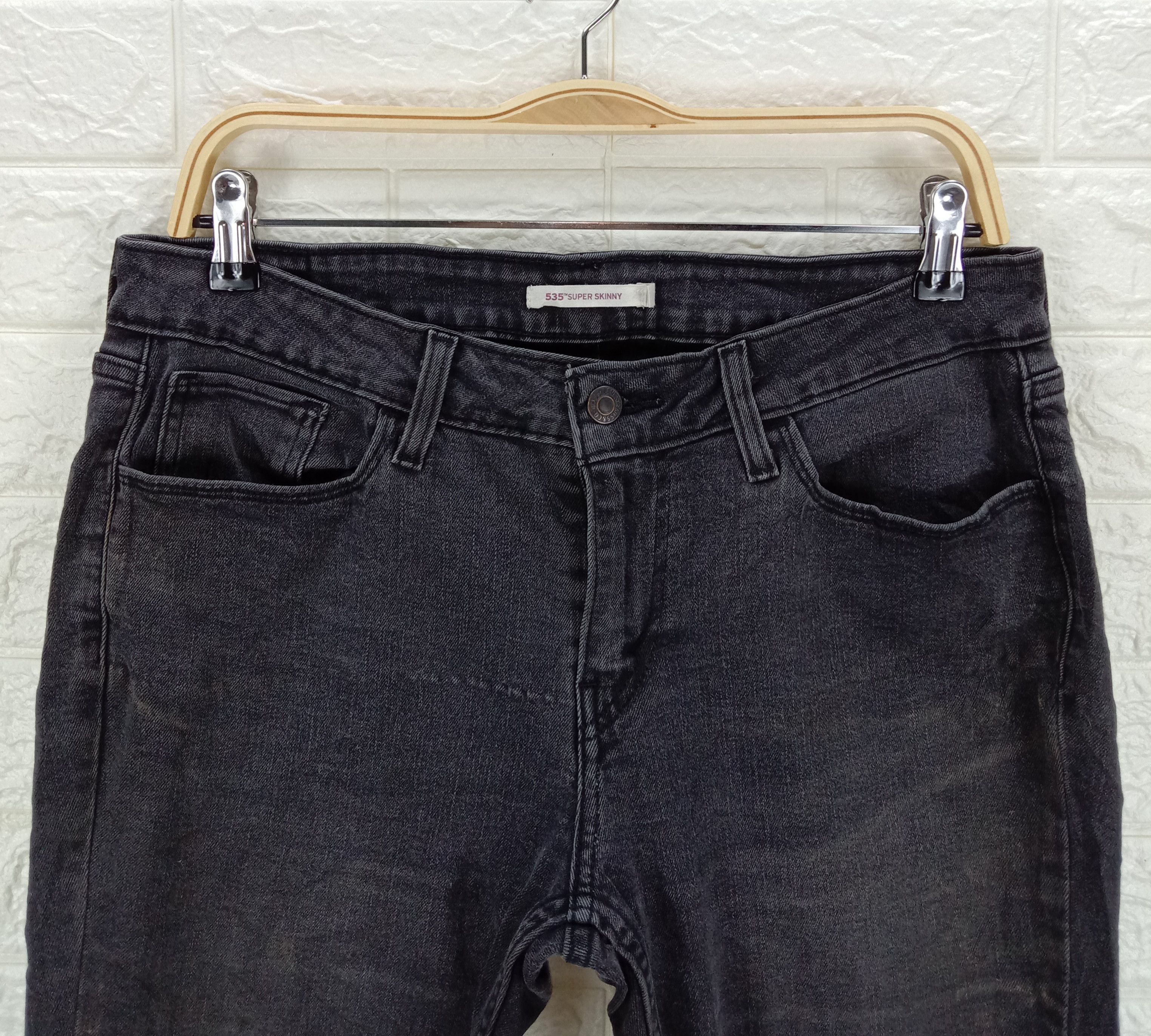 Levi's Vintage Levi's 535 Faded Black Jeans Super Skinny Denim Size 32" / US 10 / IT 46 - 2 Thumbnail