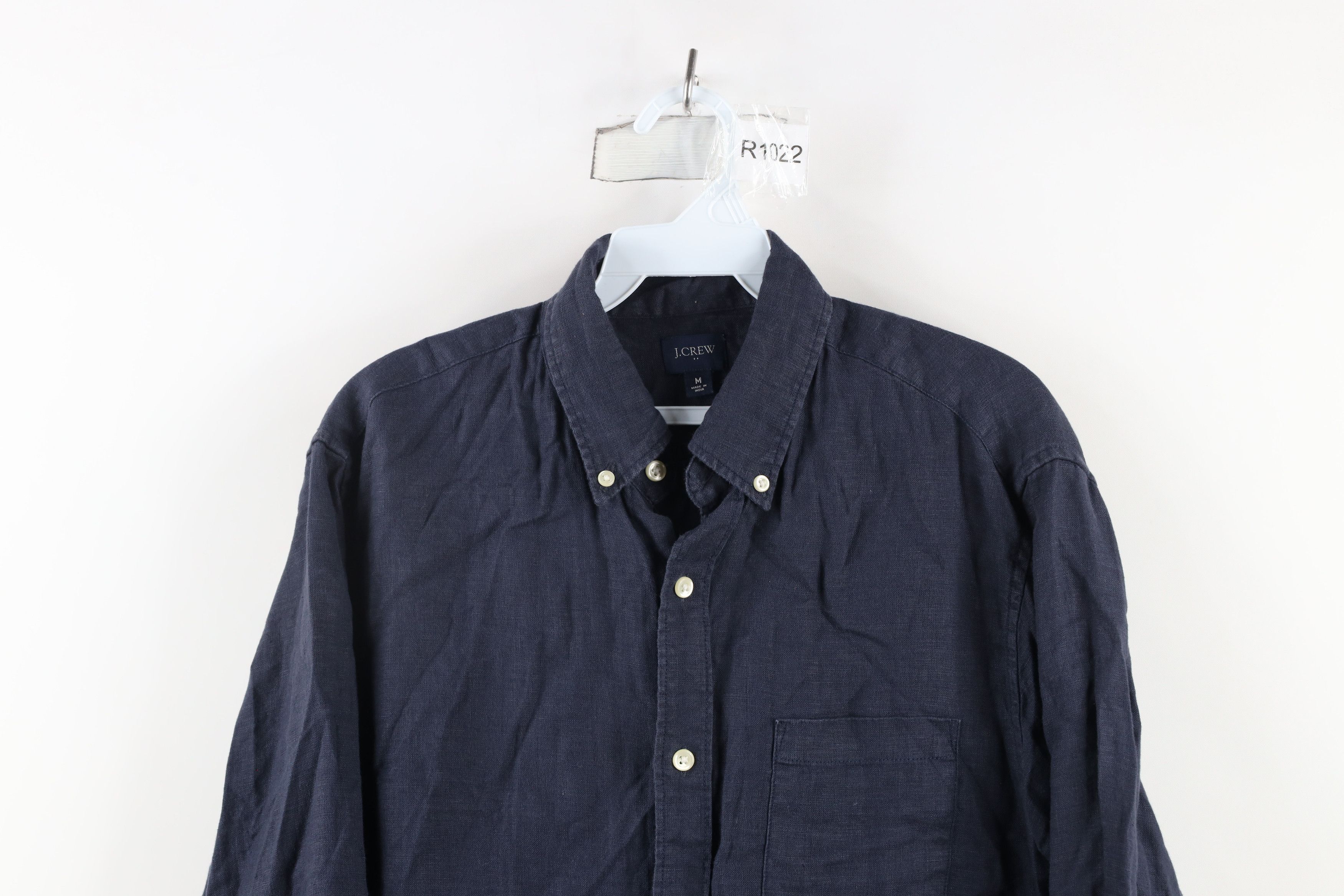 J.Crew × Vintage J Crew Linen Weave Collared Button Down Shirt Dark Blue Size ONE SIZE - 2 Thumbnail