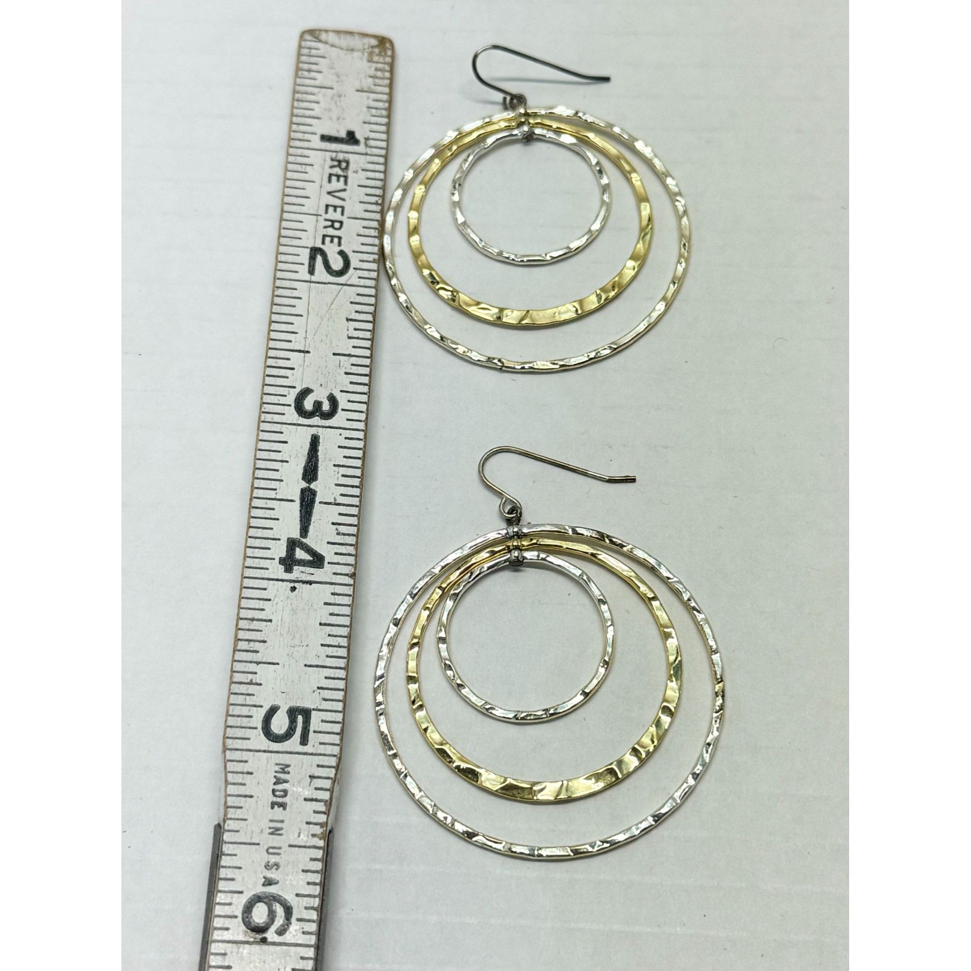 Vintage Vintage gold silver ring hoop dangle earrings Size ONE SIZE - 4 Thumbnail