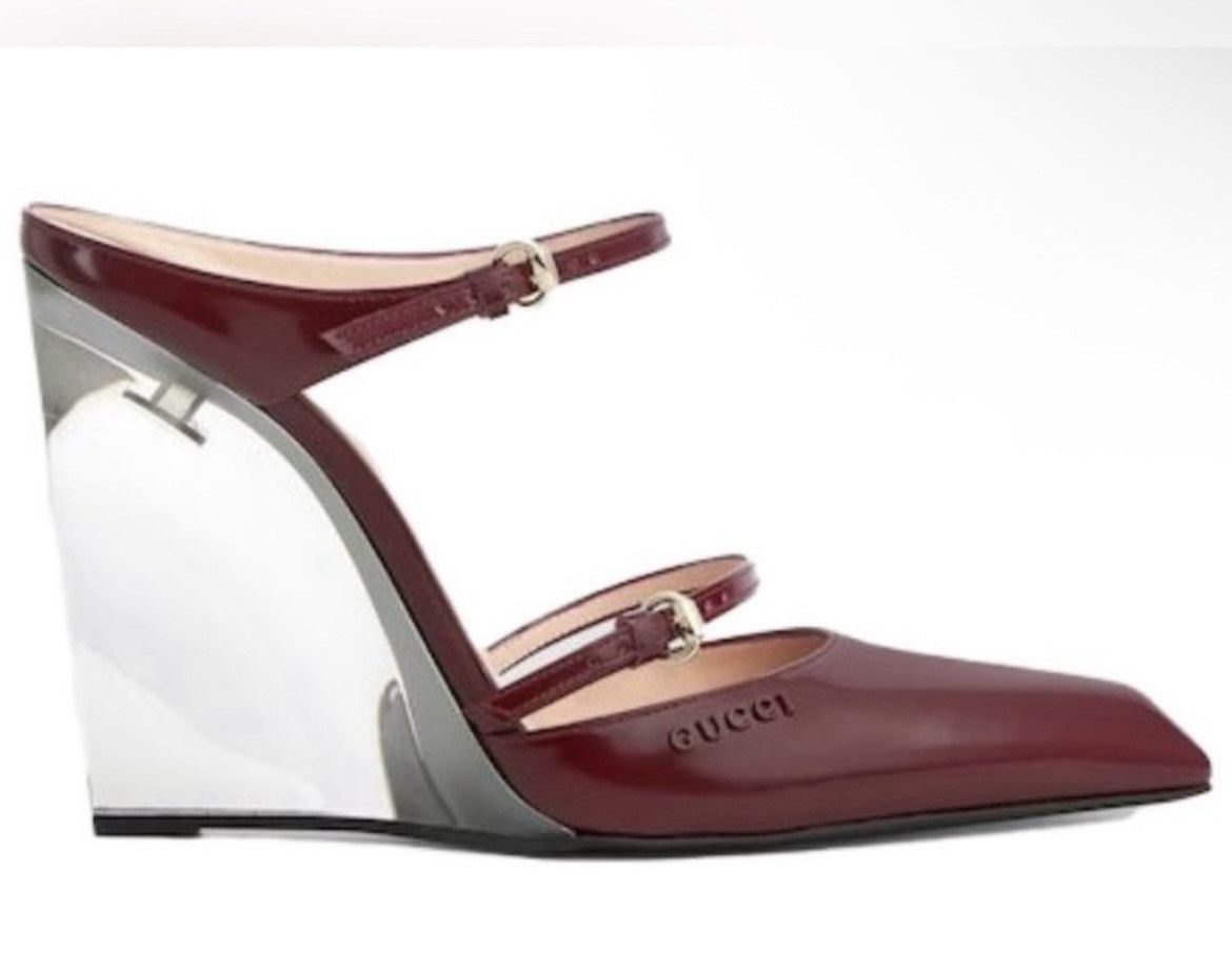 Gucci Gucci Closed Toe Slippers Wedge Mules Regent Rosso Ancora Size US 7 / IT 37 - 2 Thumbnail