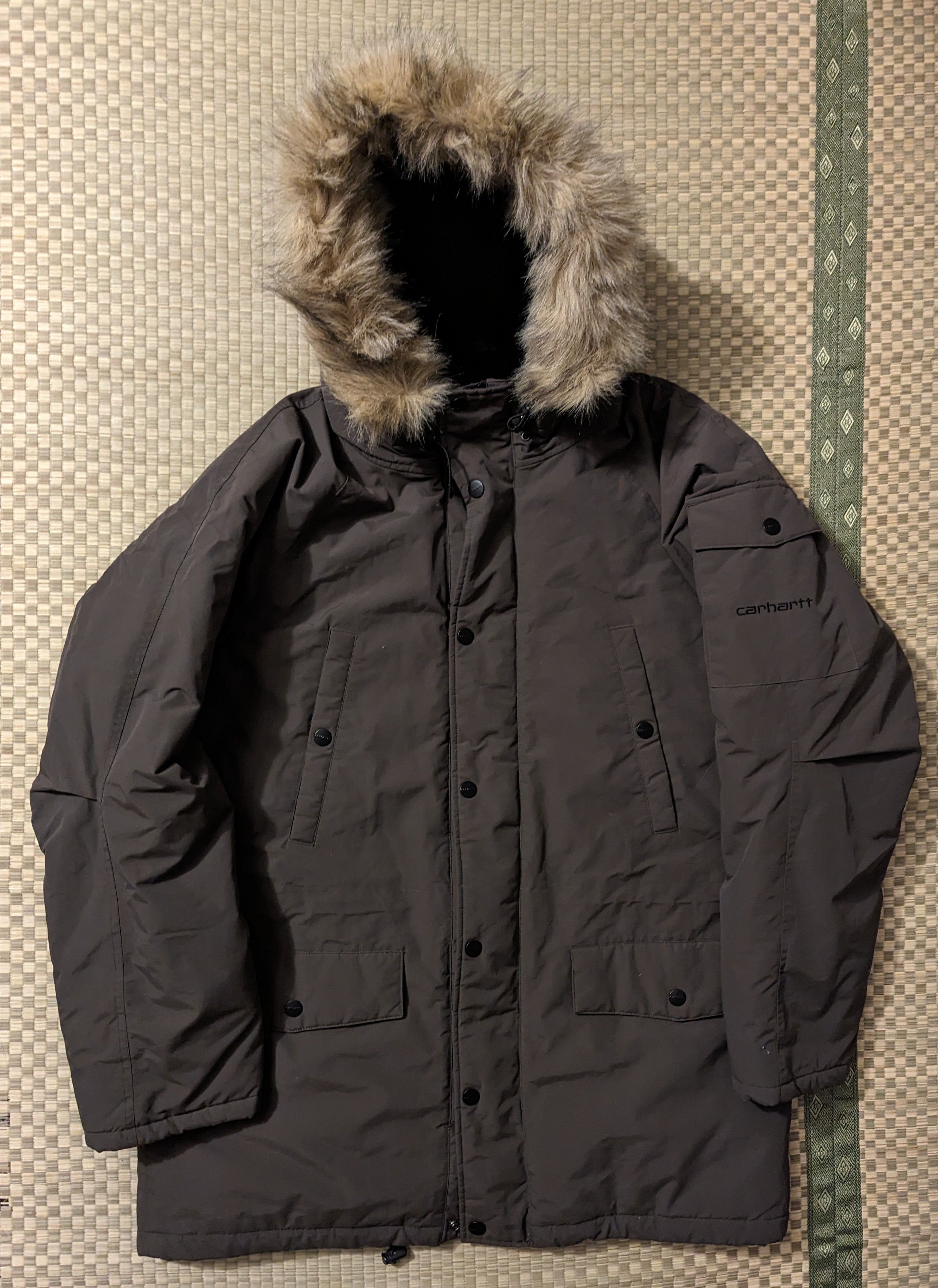 image of Carhartt Wip Anchorage Parka Faux Fur in Grey, Men's (Size 2XL)