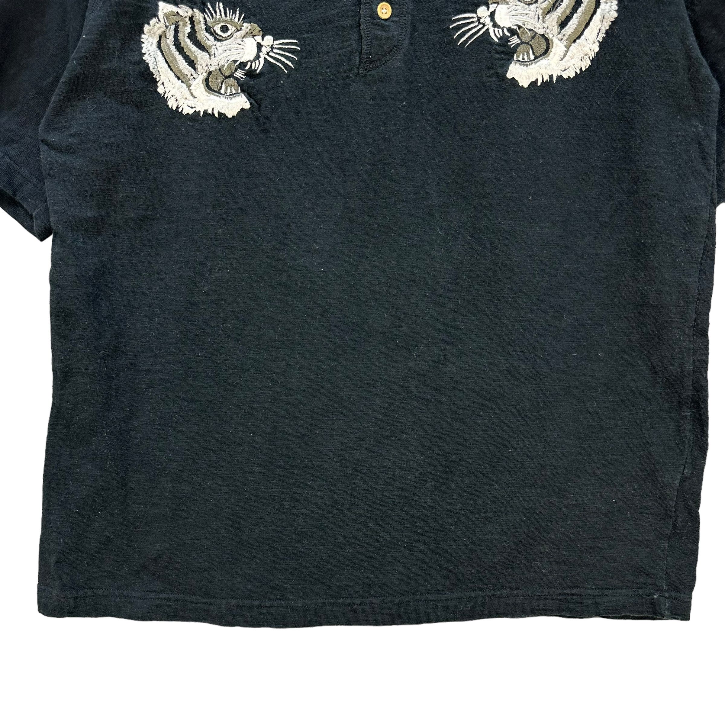 Japanese Brand Japan Tiger Embroidery Logo Half Button Tees #9154-63 Size US XL / EU 56 / 4 - 6 Thumbnail