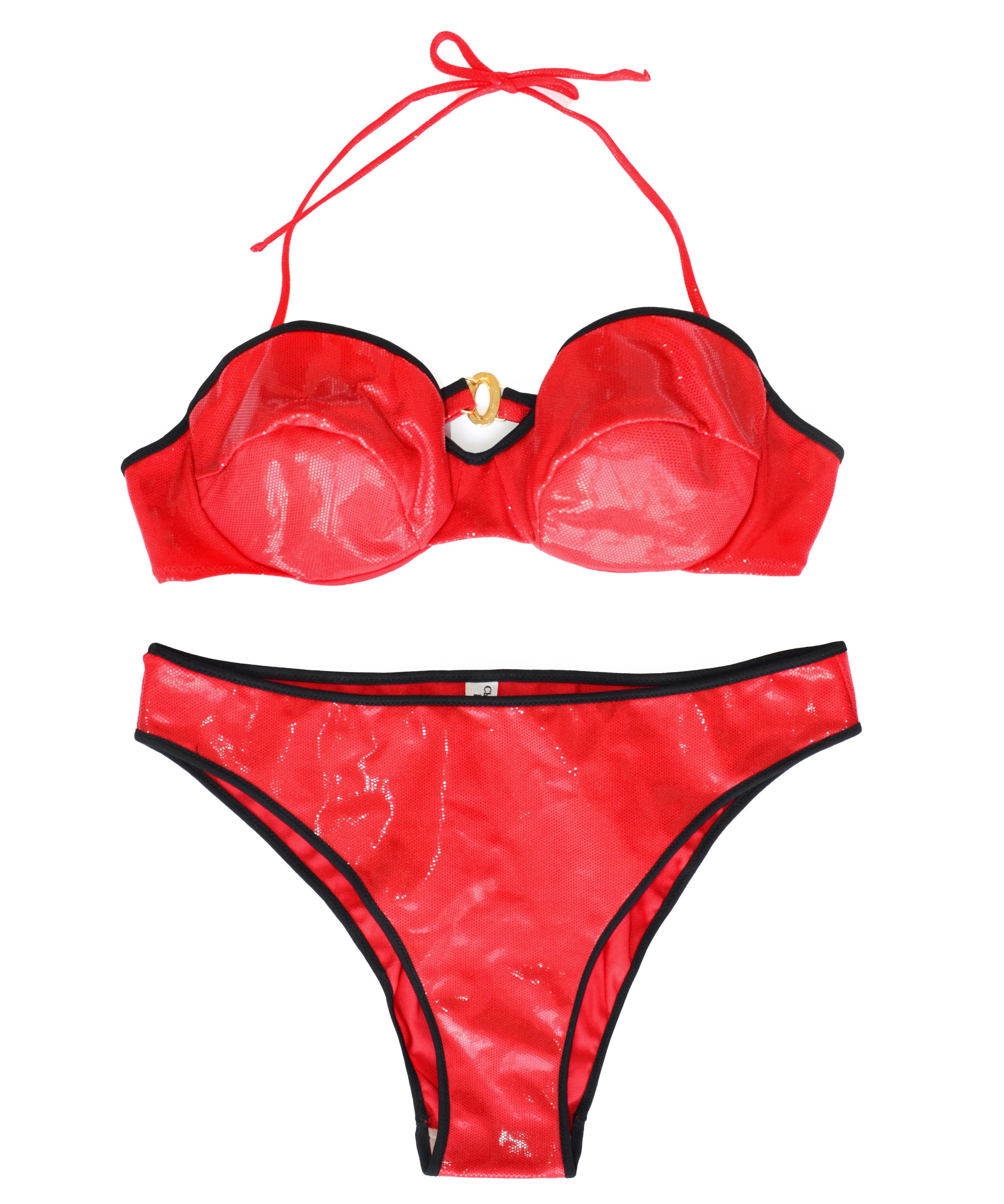 Dior DIOR Swimsuit Glitter Red Bikini Top Swim Vintag Galliano Size ONE SIZE - 3 Thumbnail