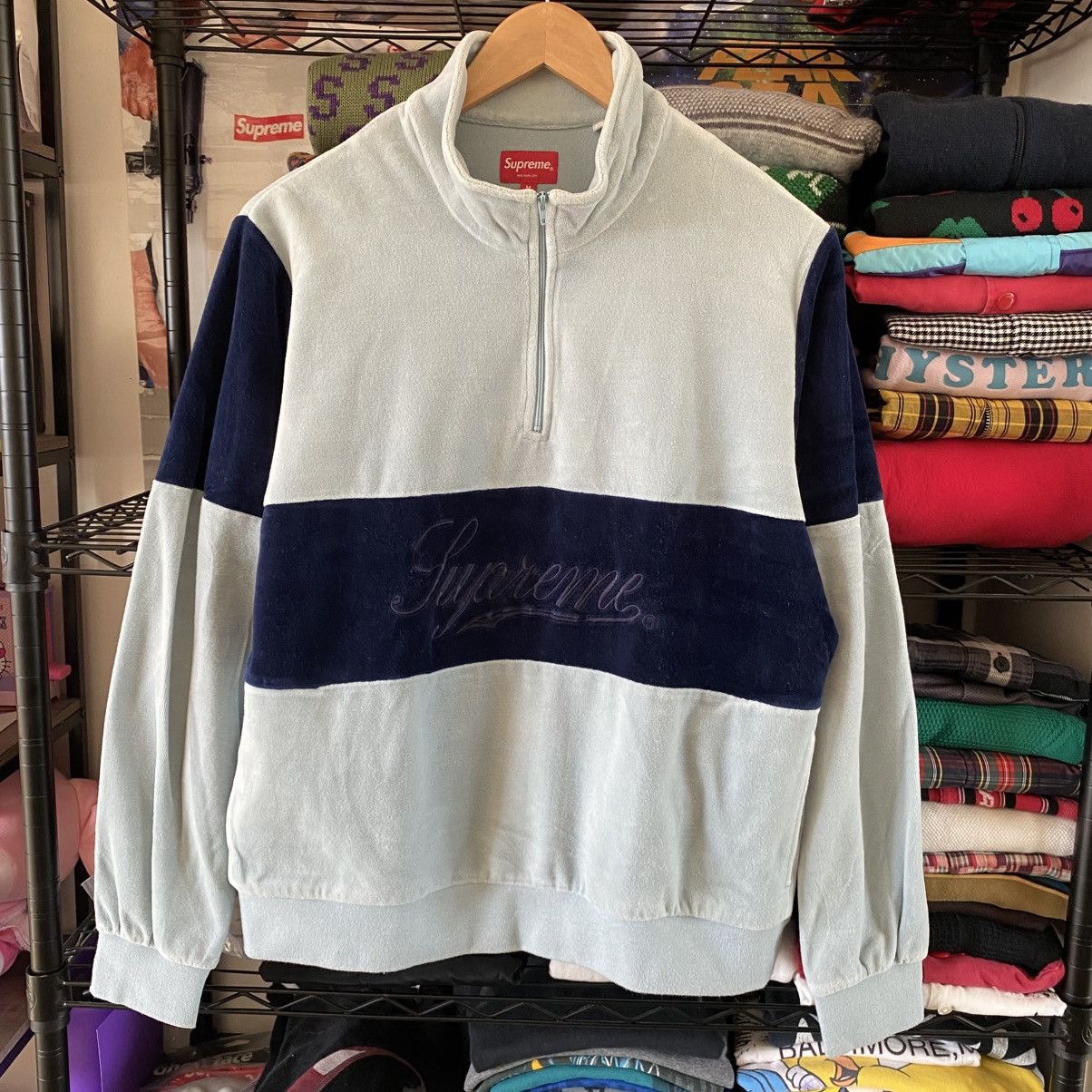 Supreme Supreme Velour Half Zip Pullover Baby Blue 2017 Size US M / EU 48-50 / 2 - 1 Thumbnail