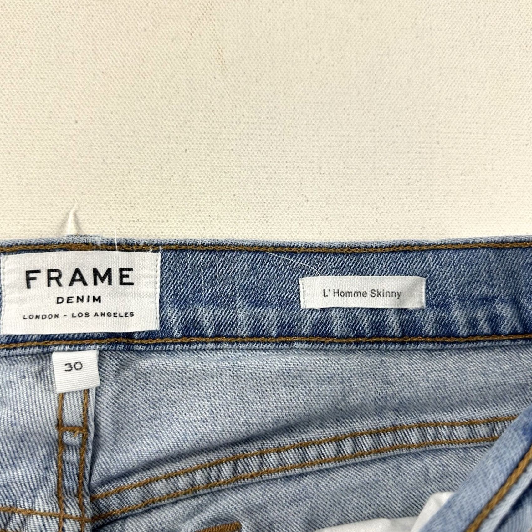 Frame FRAME L'Homme Slim-Fit Jeans Light Wash Adult Mens 30x31 Blue Jeans Slim 5-Pocket Denim Street City USA Mens Size US 30 / EU 46 - 7 Thumbnail