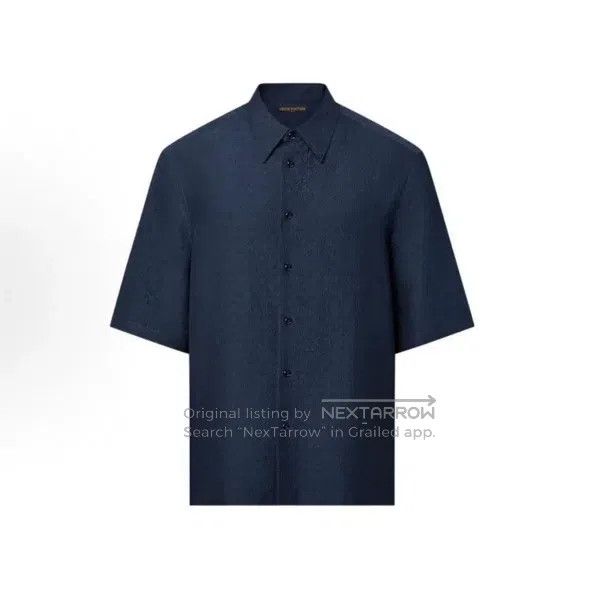 Louis Vuitton Louis Vuitton Navy Embossed Print Short Sleeve Shirt Size US L / EU 52-54 / 3 - 3 Thumbnail