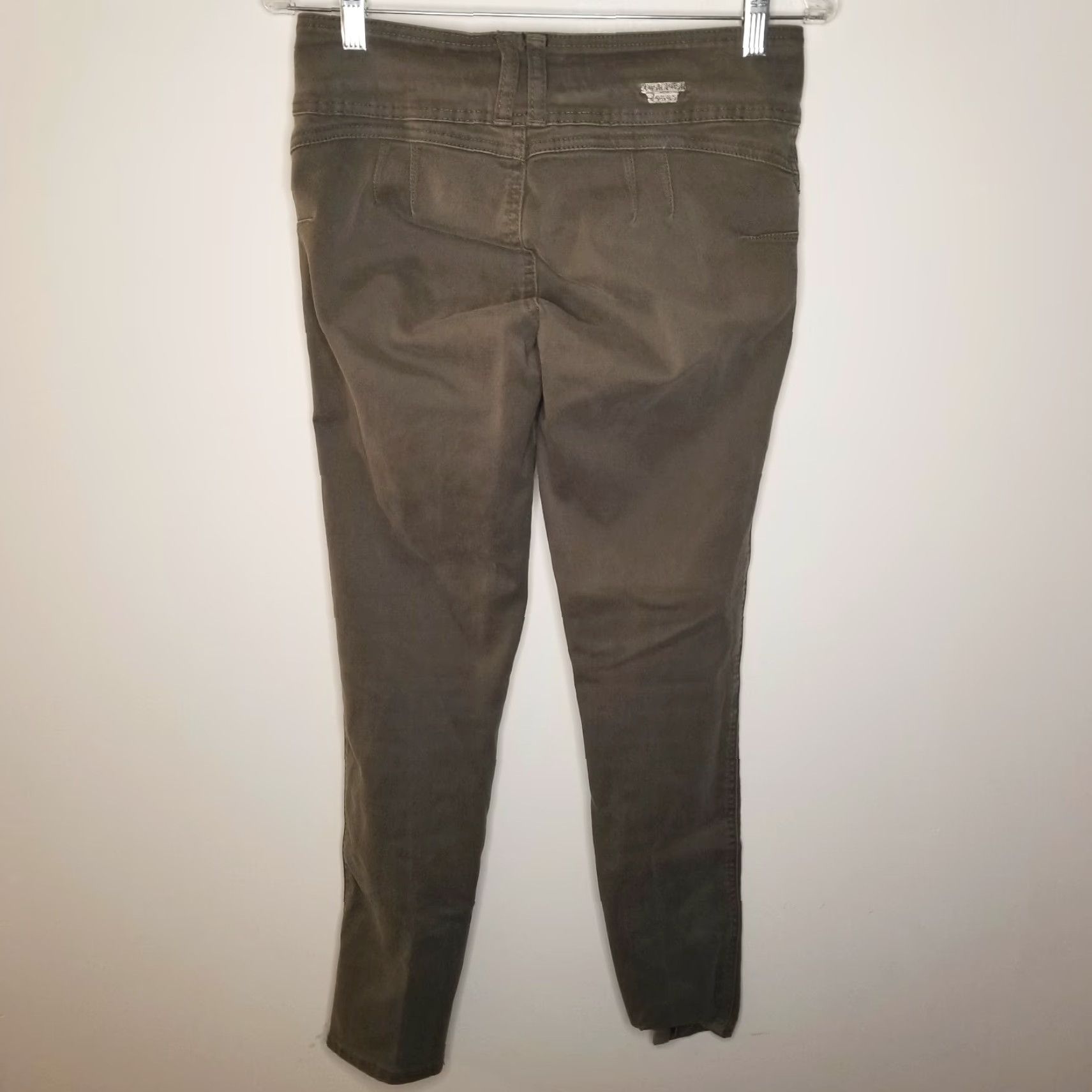 Vintage Tush Push Jeans Skinny Womens Green Size 5 Juniors Stretch Button Closure Distressed No Solid Ramie Material Slim Tight Variety not needed Size 27" / US 4 / IT 40 - 3 Thumbnail