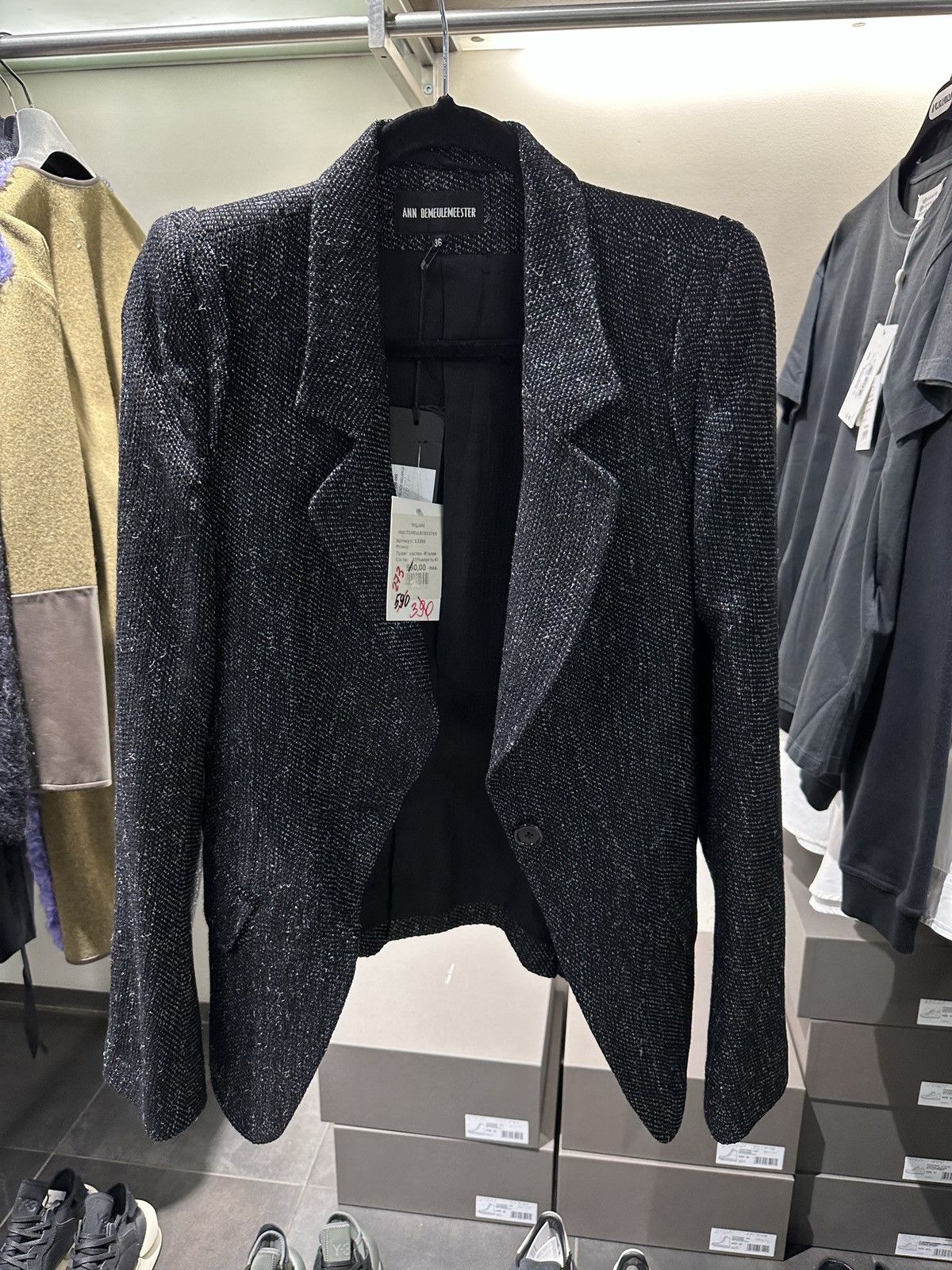 Ann Demeulemeester BNWT! Ann Demeulemeester fleece wool tweed blazer jacket Size XS / US 0-2 / IT 36-38 - 14 Thumbnail