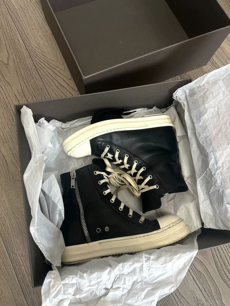 Rick Owens Rick Owens Leather High-Top Sneakers Size 40-dmc Size US 8 / EU 41 - 1 Thumbnail