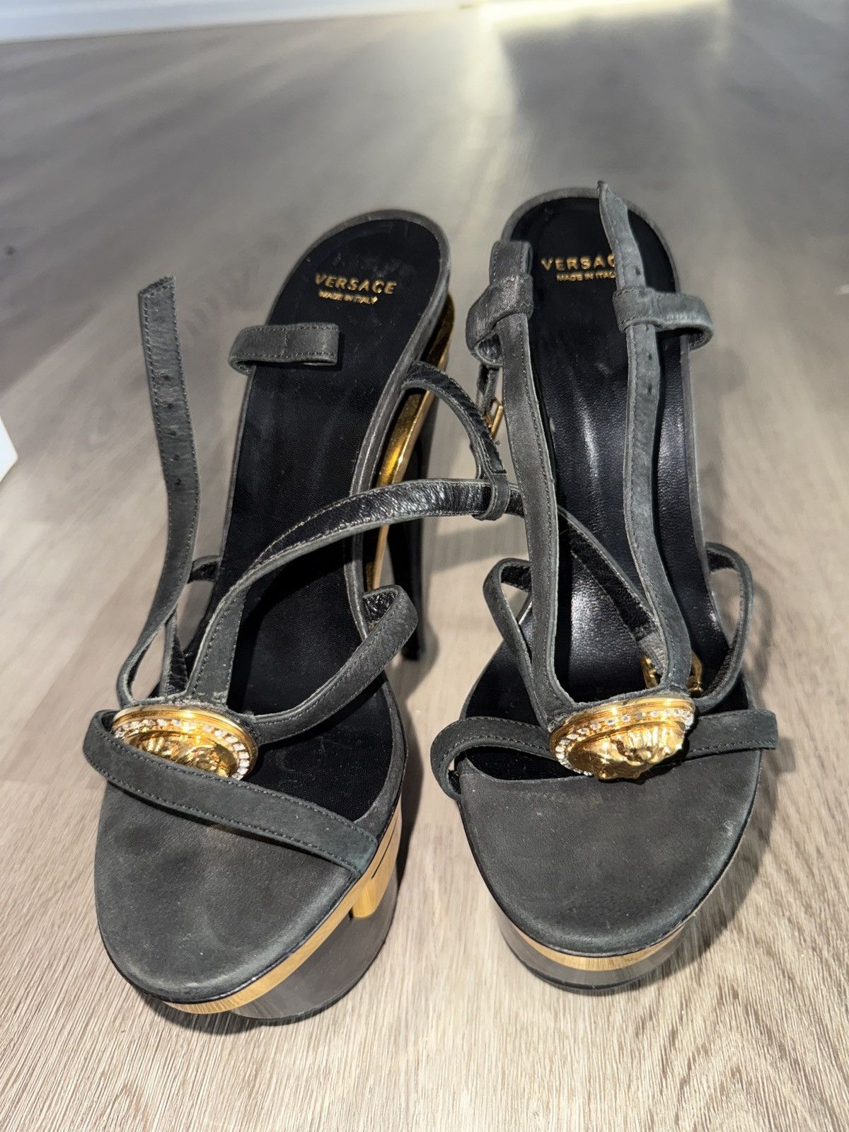 Designer × Versace Triple Platform Swarovski Accented Medusa Size US 7 / IT 37 - 1 Thumbnail