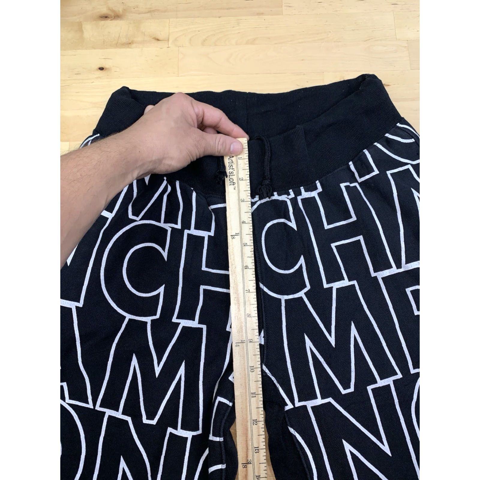 Champion Champion Sweatpants Mens M Black AOP Y2K 12481 Reverse Weave Size US 31 - 6 Thumbnail