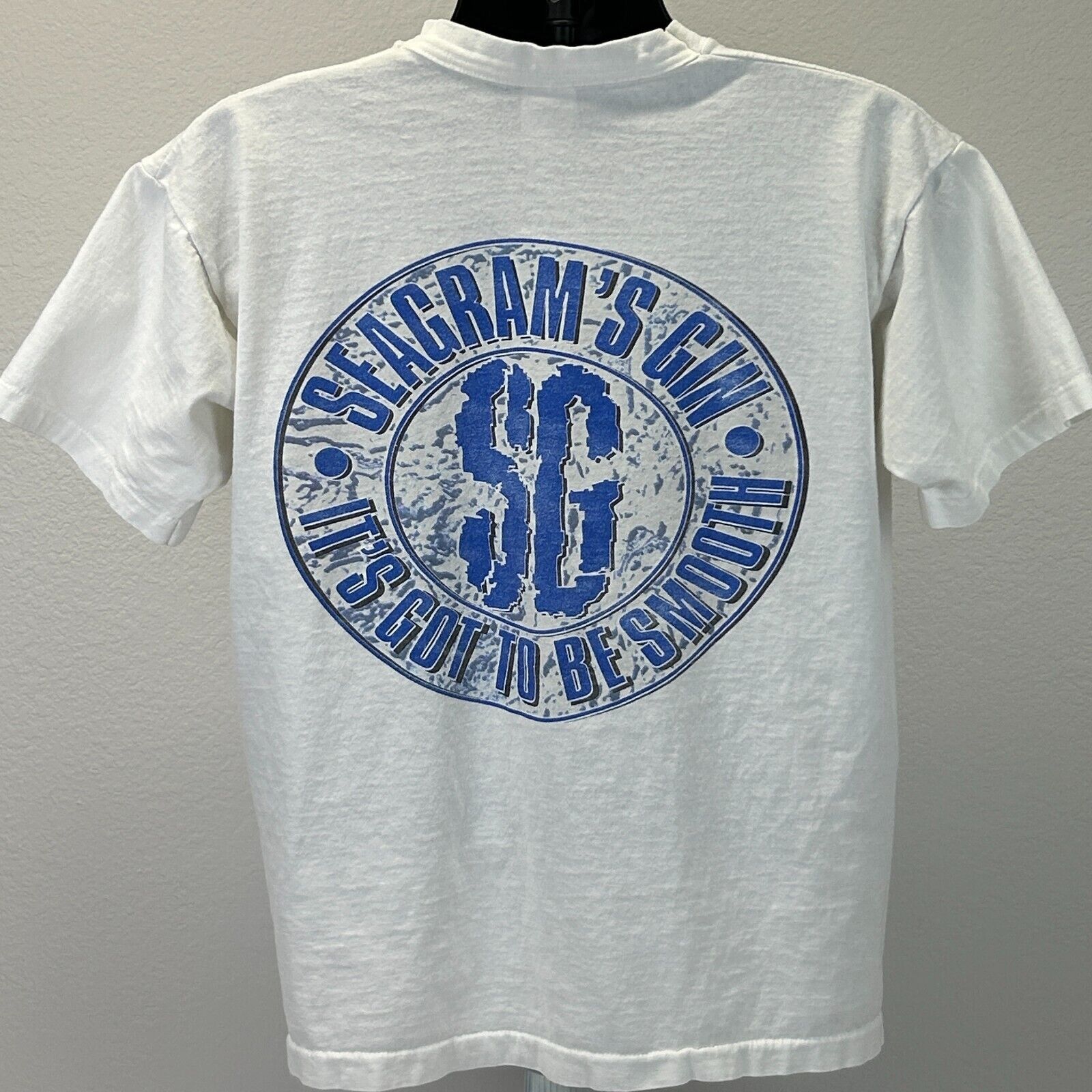 Fruit Of The Loom Vintage 90s Seagrams Gin T Shirt Alcohol White XL X-Large Size US XL / EU 56 / 4 - 3 Thumbnail