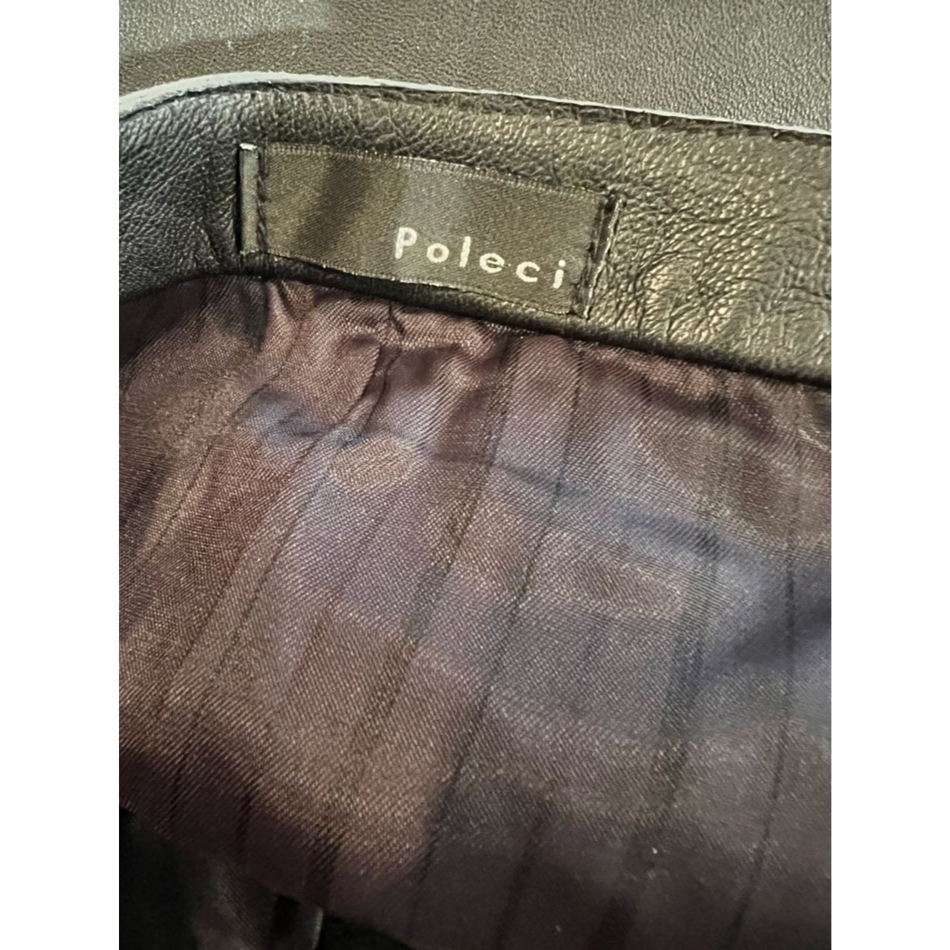Other Poleci Black Lambskin Leather Pants Moto Knee Detail Mid-Ri Size 27" / US 4 / IT 40 - 3 Thumbnail