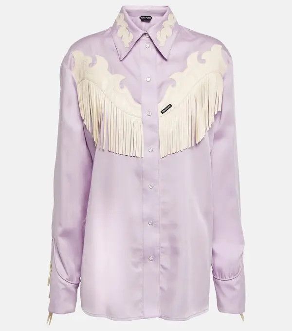 Tom Ford o1w1db10225 CAL560 Silk Shirt in Purple Size S / US 4 / IT 40 - 1 Thumbnail