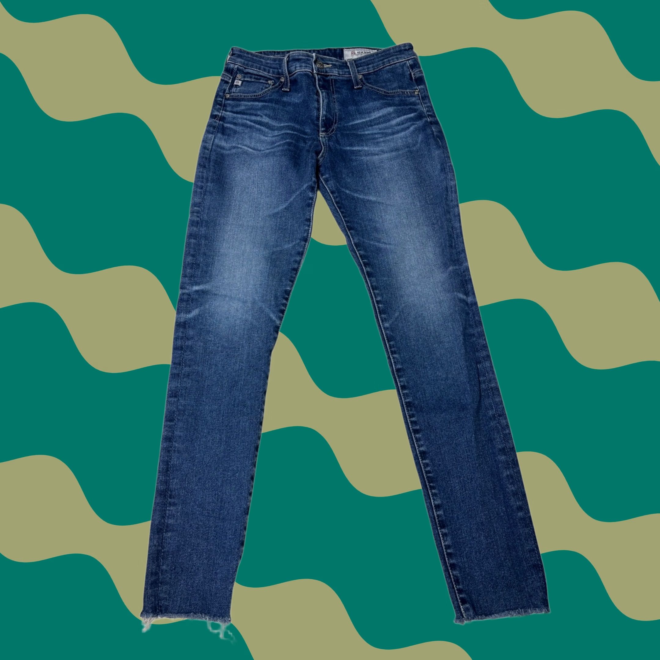 Farah AG Adriano Goldschmied Farrah Skinny Ankle Jeans Blue Frayed Hem Women 28R - Premium Denim Size 28" / US 6 / IT 42 - 1 Thumbnail