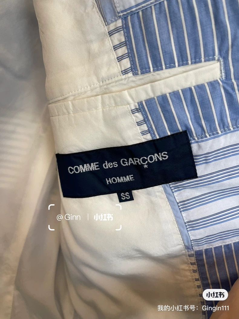 Comme des Garcons Comme Des Garcons Blue striped patchwork blazer Size US XS / EU 42 / 0 - 5 Thumbnail