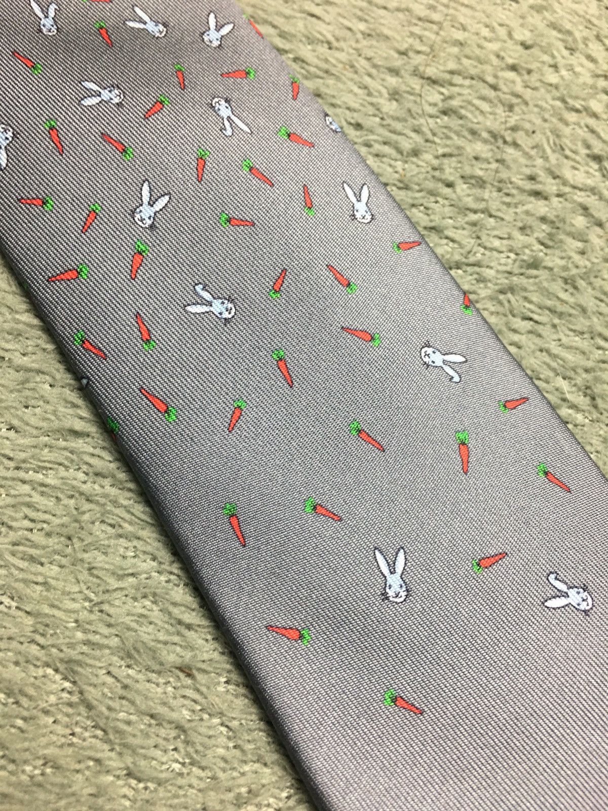 Hermes HERMES Paris Rabbit Carrot Print 6311 PA Silk Mens Tie Size ONE SIZE - 4 Thumbnail