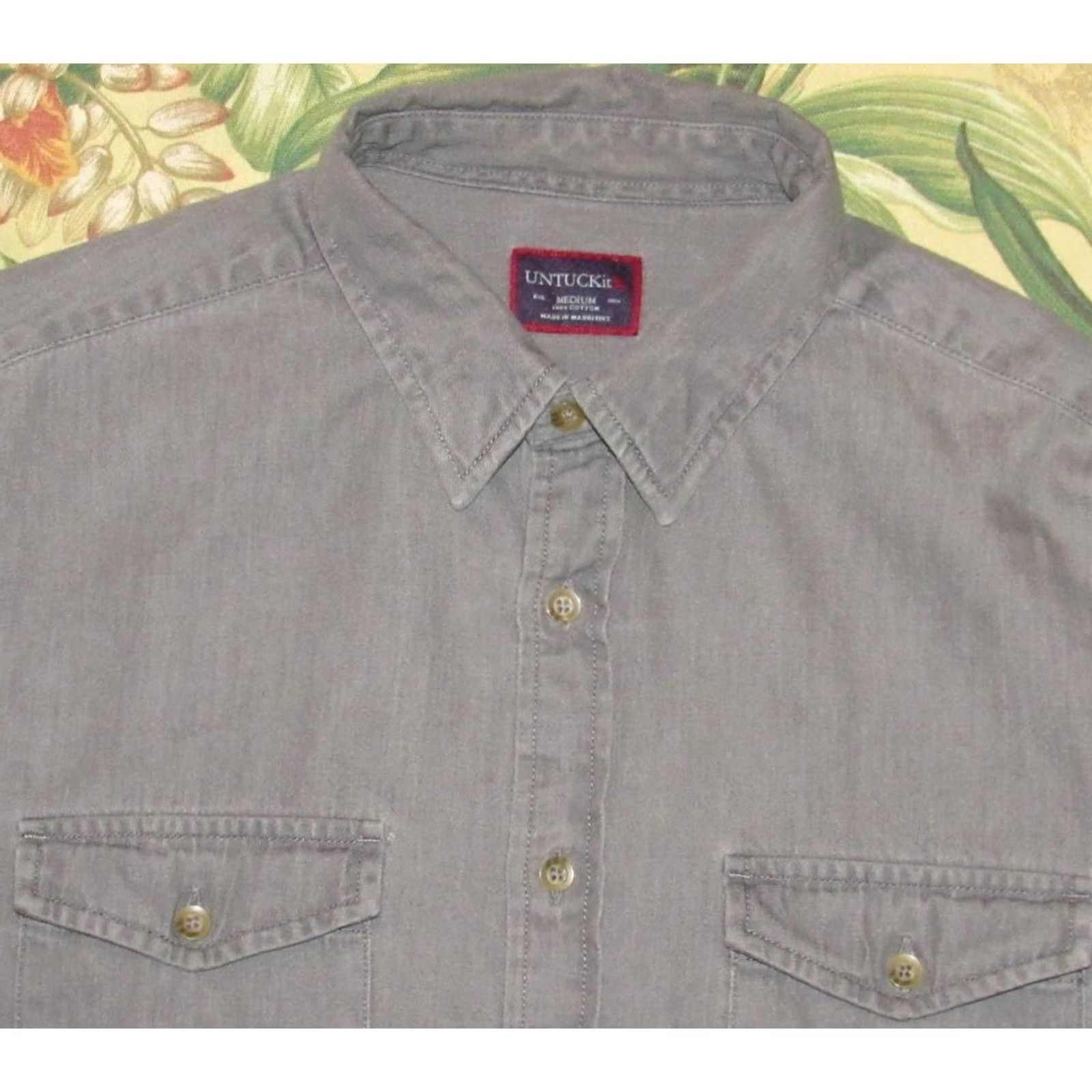 UNTUCKit UNTUCKIT Grey Long Sleeve Button Down Shirt M Mens Shirt Size US M / EU 48-50 / 2 - 2 Thumbnail