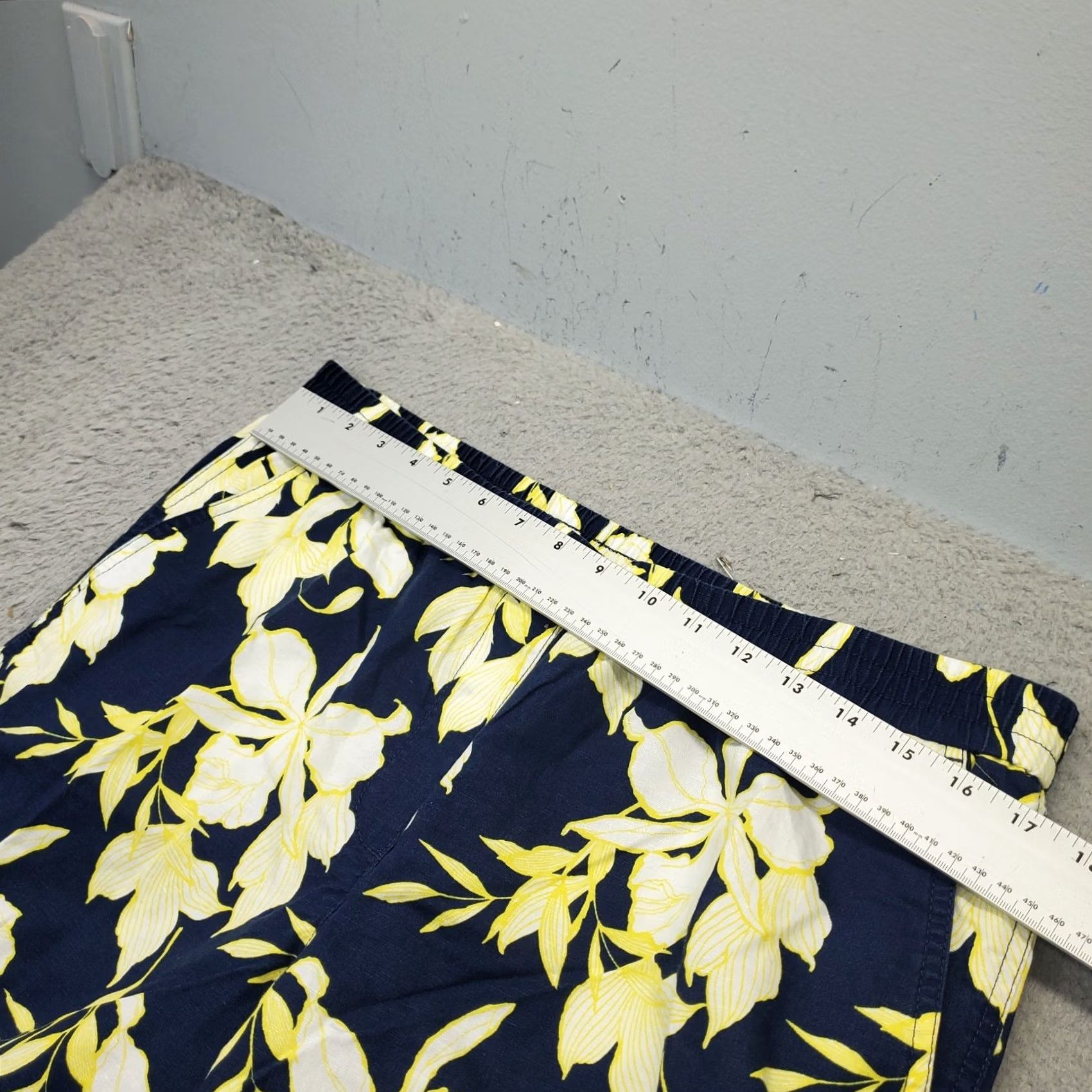 Talbots Talbots Pants Women's 14P Multi Floral Linen Blend Elastic Waist Straight Leg Pants Mens? No Size 36" / US 14 / IT 50 - 4 Thumbnail