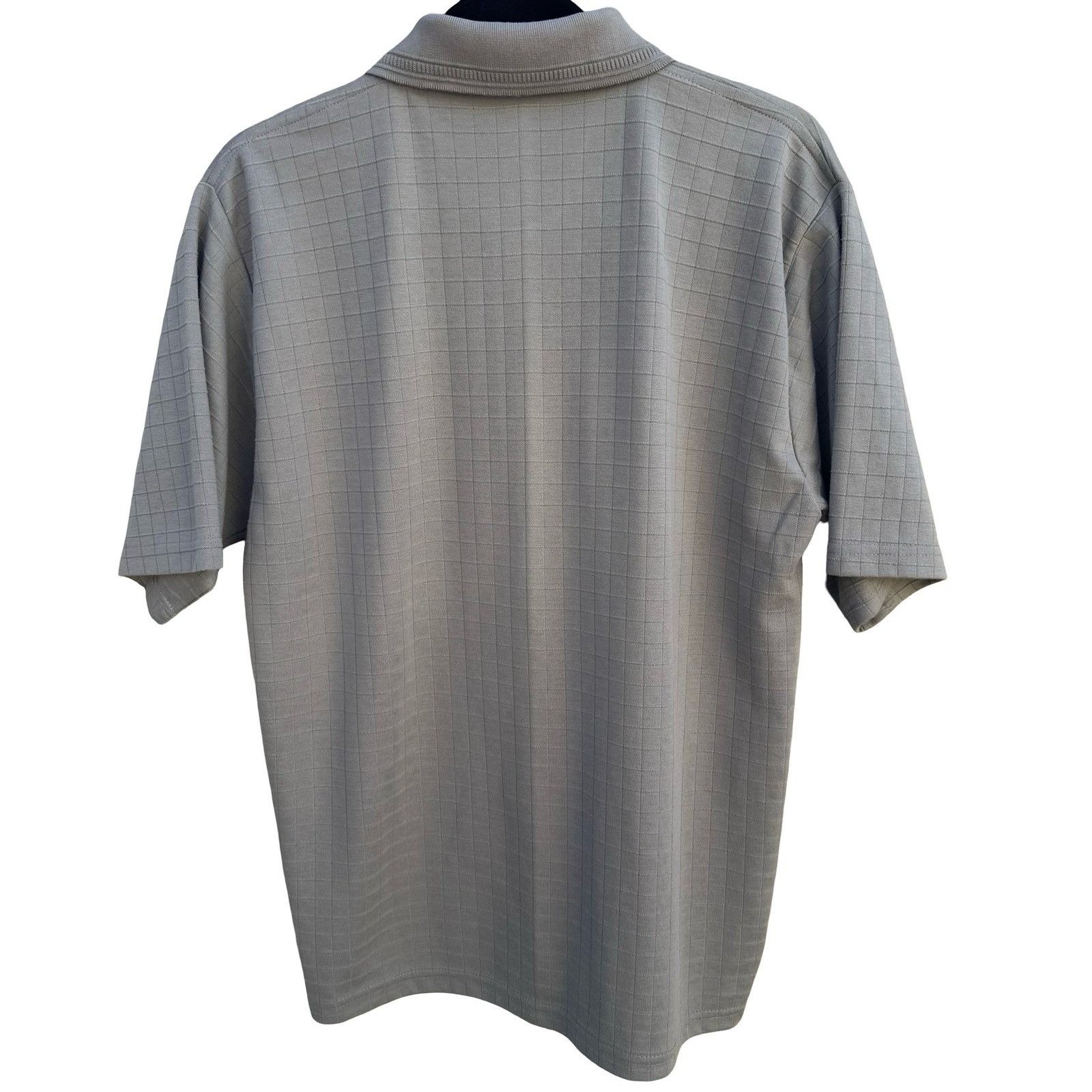 Libero Libero Mens Short Sleeve Polo Shirt Gray Grid Pattern Chest Size US L / EU 52-54 / 3 - 6 Thumbnail