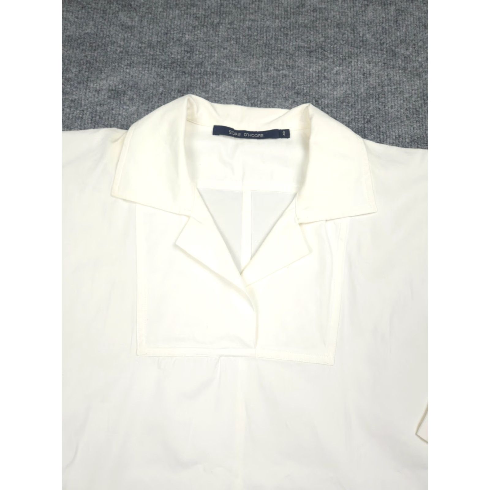 SOFIE D'HOORE Sofie D'Hoore Shirt Womens 40 White 3/4 Sleeve Collared Oversized Cotton Blouse Size S / US 4 / IT 40 - 3 Thumbnail