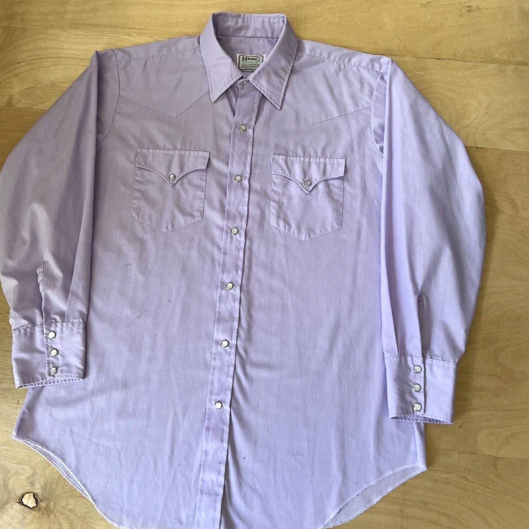 Vintage VINTAGE H Bar C Pearl Snap Shirt 16.5 Purple 80s Western USA Cowboy Shirt Size US XL / EU 56 / 4 - 8 Thumbnail