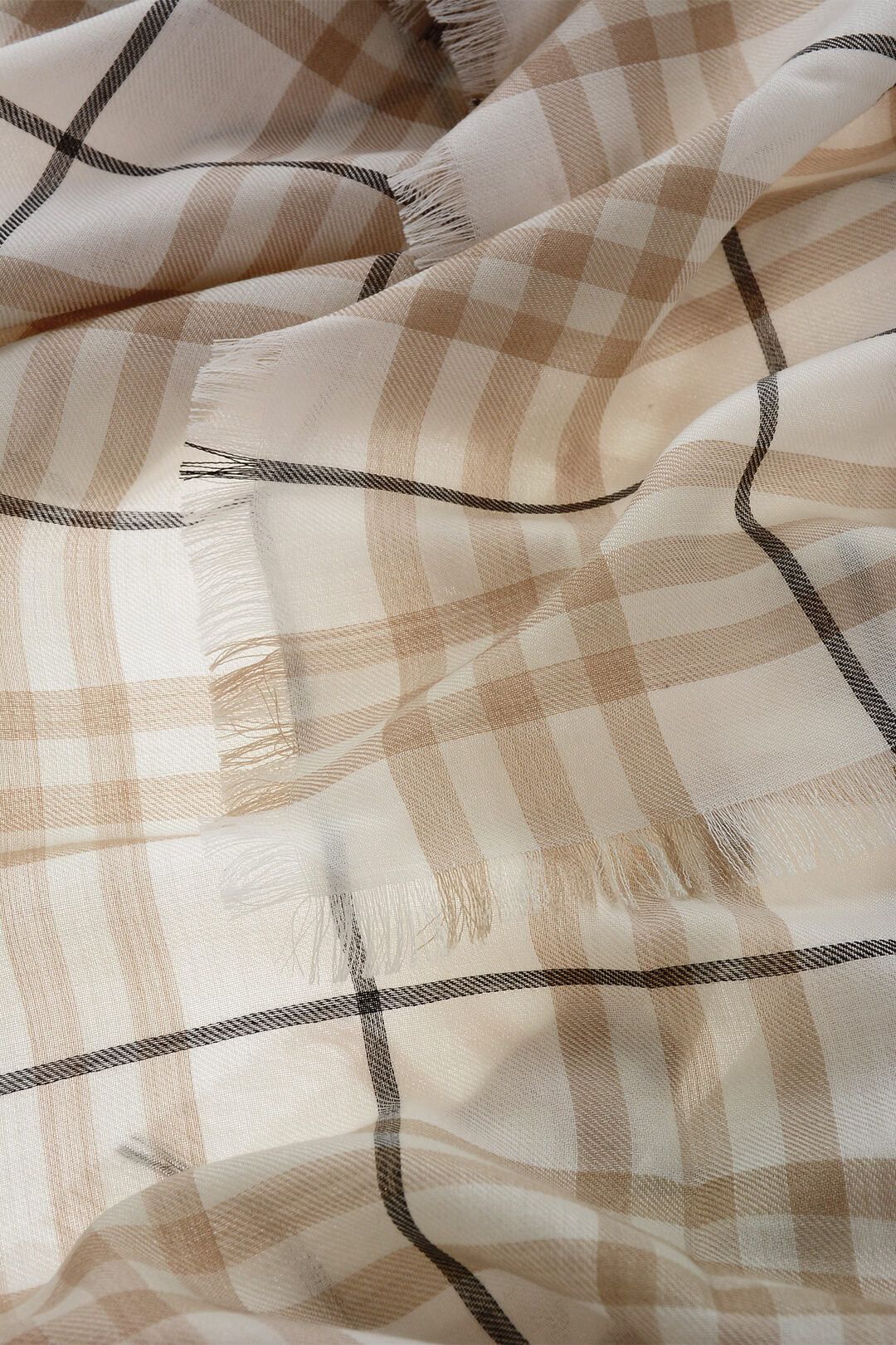 Burberry og1mm0426 Size: OS / Checked Cashmere Scarf in Beige Size ONE SIZE - 3 Thumbnail