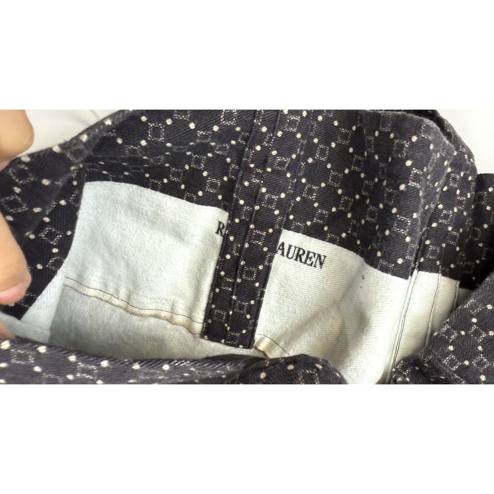 Ralph Lauren Ralph Lauren Large Black White Geometric Print Canvas Tote Bag Carryall Women Size ONE SIZE - 3 Thumbnail