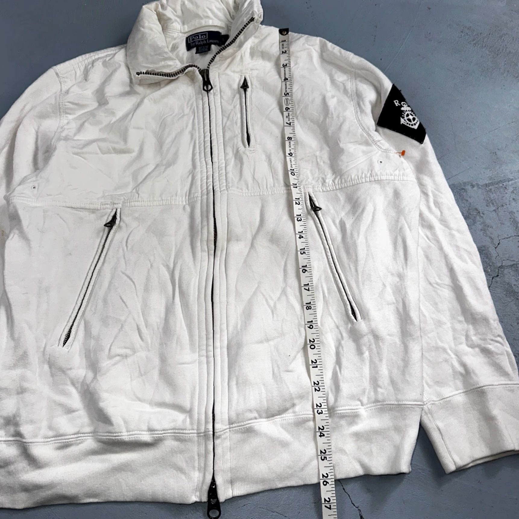 Ralph Lauren VINTAGE Polo Ralph Lauren Jacket Coat RL Logo Zip Hooded White Blue 90s Mens L Size US L / EU 52-54 / 3 - 4 Thumbnail