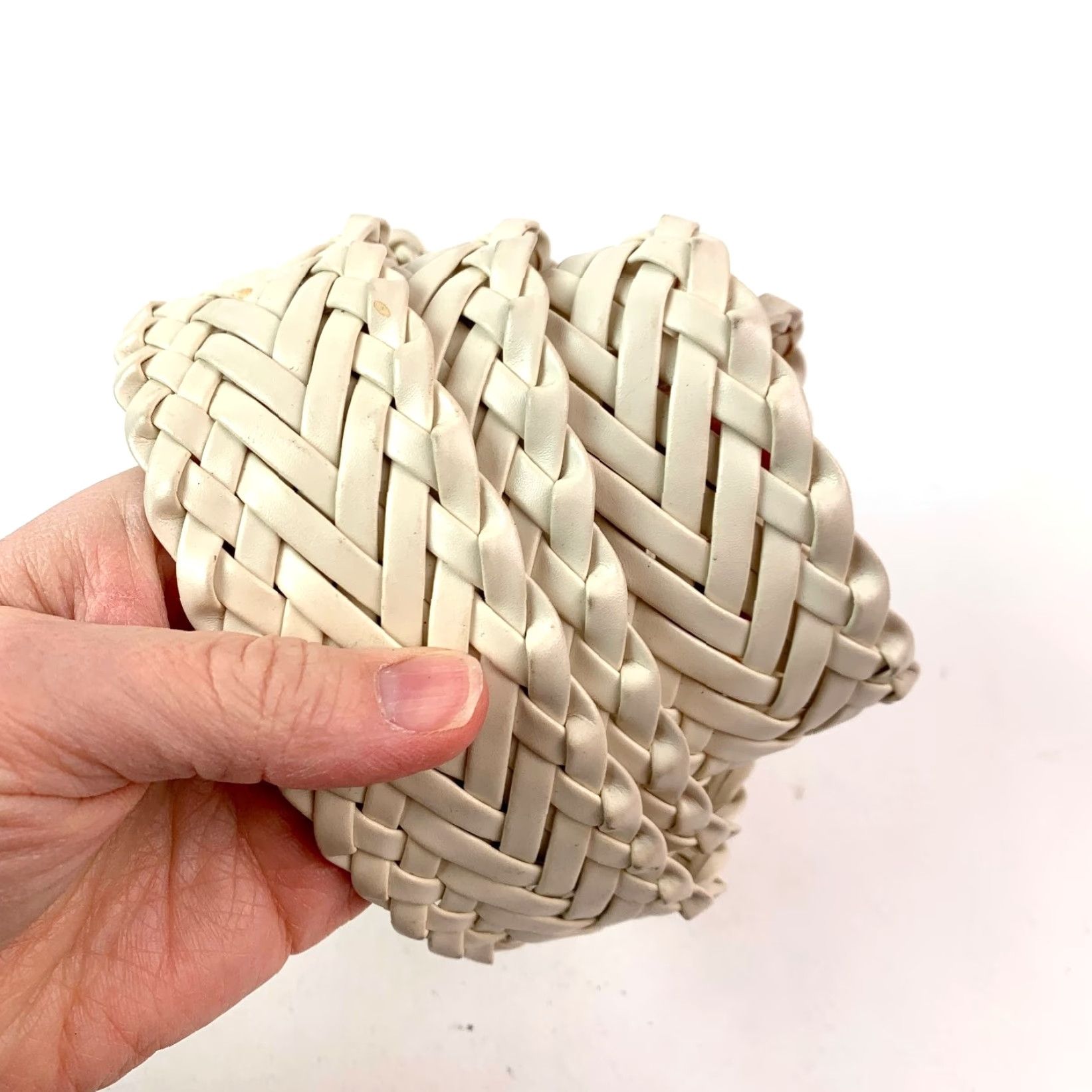 Vintage VINTAGE Womens Belt Cream 41" Faux Leather Braided/Woven 2" Wide Size ONE SIZE - 2 Thumbnail