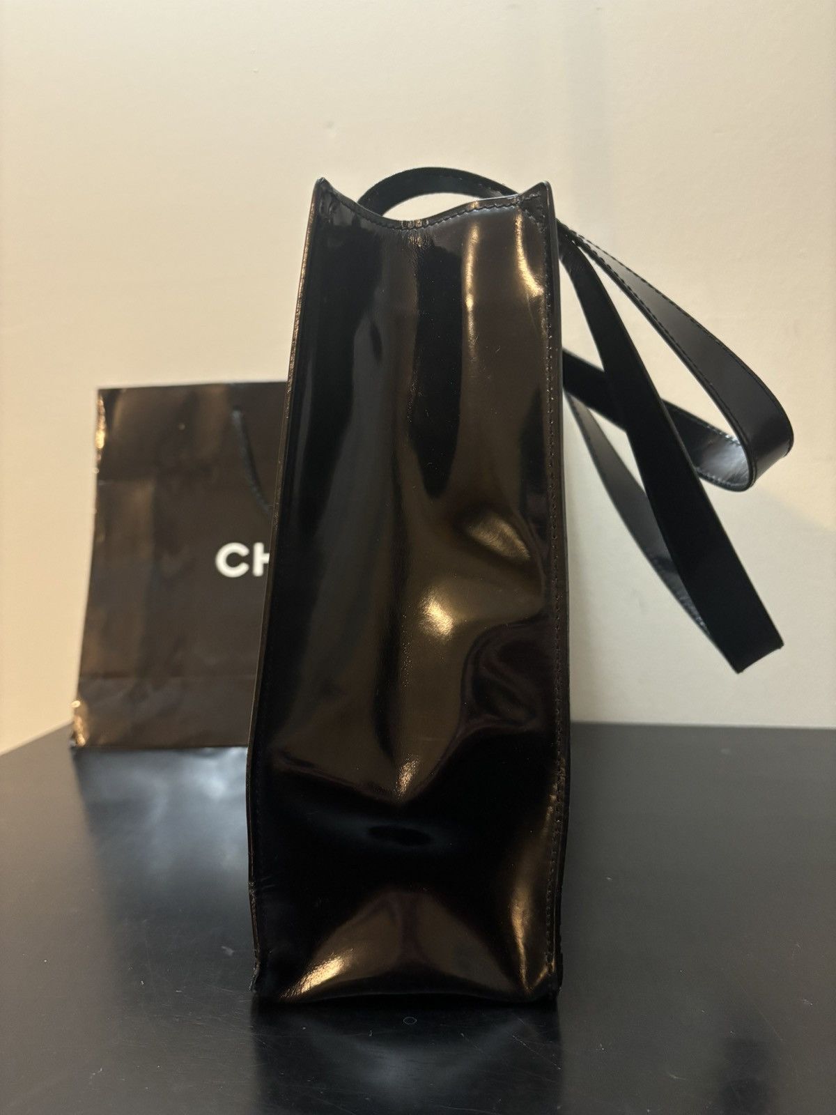Chanel Chanel CC Logo Coco Patent Leather Shopper Tote Black Size ONE SIZE - 3 Thumbnail