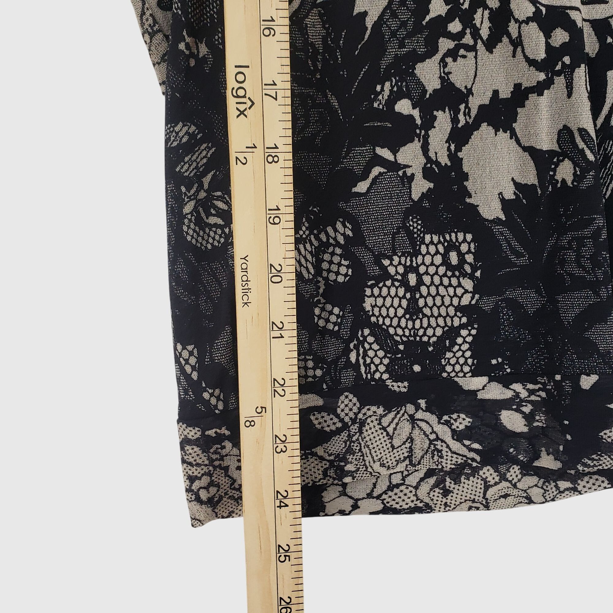 FUZZI FUZZI Italy Floral Mesh Top Black Beige Puff Sleeve Blouse Size M / US 6-8 / IT 42-44 - 4 Thumbnail