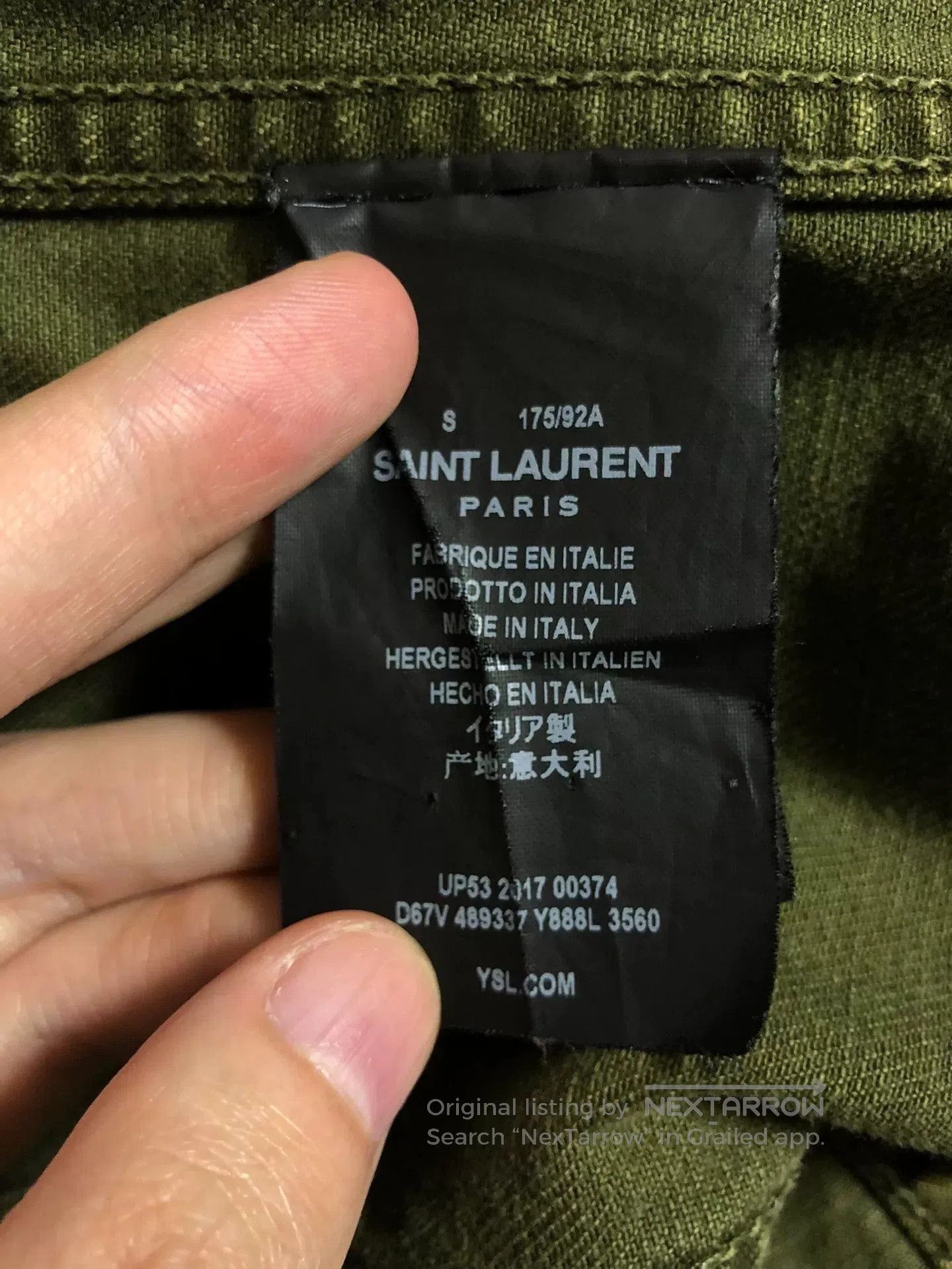 Saint Laurent Paris saint laurent green denim jacket with logo. Size US M / EU 48-50 / 2 - 6 Thumbnail