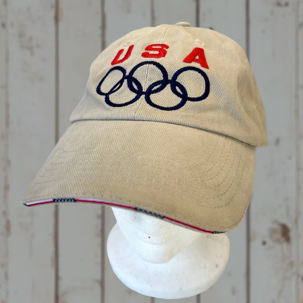 Vintage VINTAGE Nike Shirt Mens Beige USA Olympics Hat Strapback Dad 5 Rings American Flag Bill Mat Hat Size ONE SIZE - 1 Thumbnail