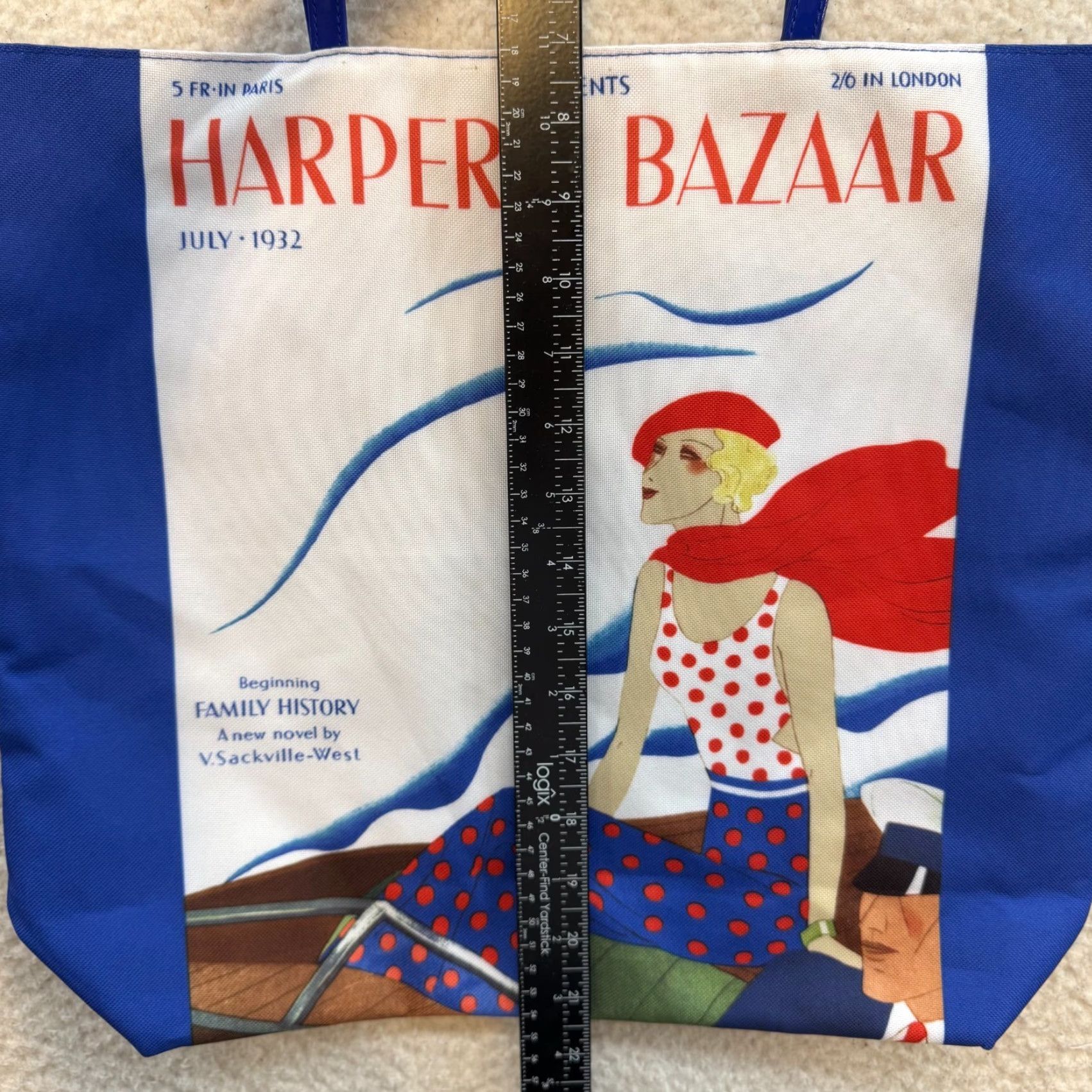 Vintage Estee Lauder Tote Bag Blue Harper's Bazaar July 1932 Graphic Print Parisian Tote Unisex Adults Blue Graphic Print 1932 Mens Womens Size ONE SIZE - 6 Thumbnail