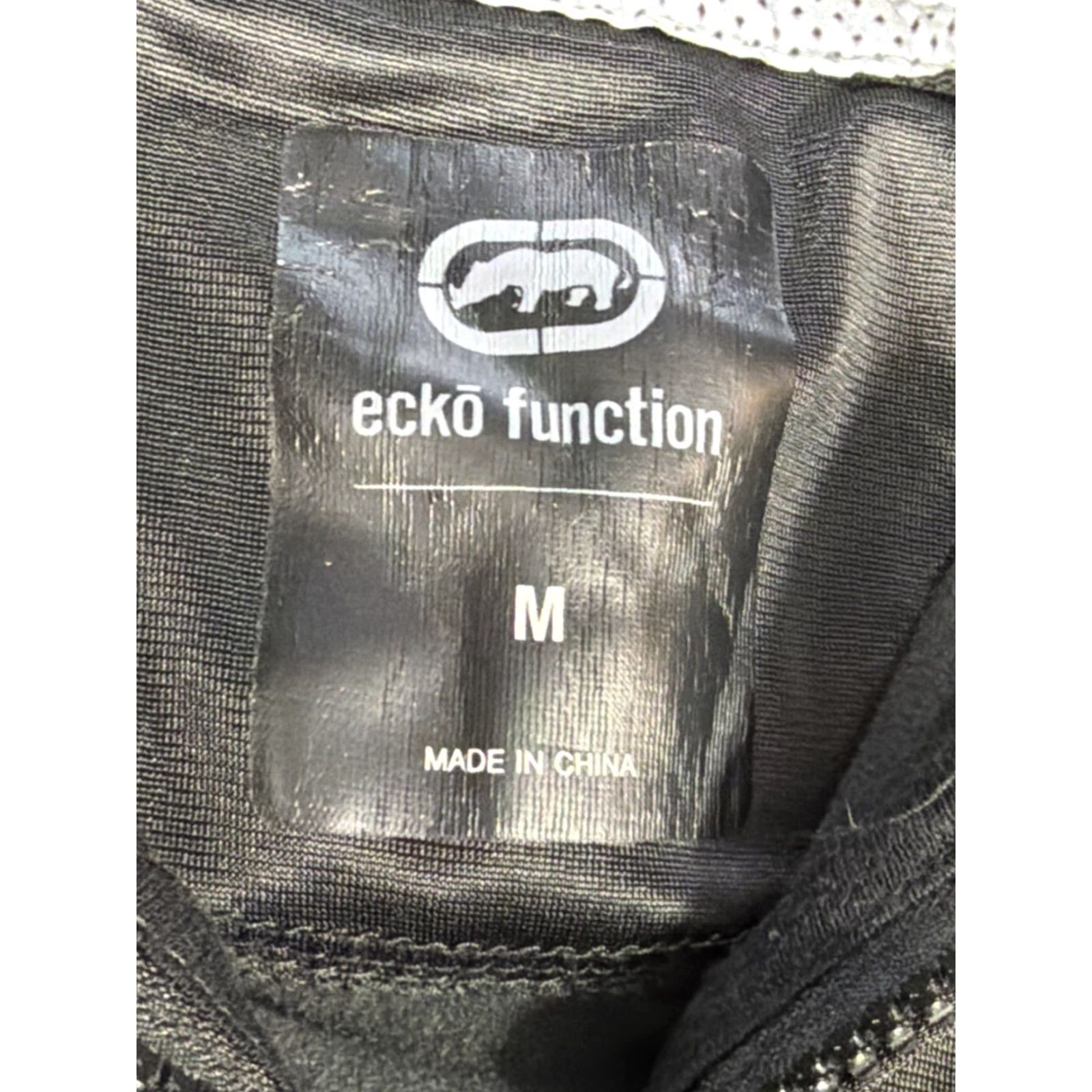 Vintage VINTAGE Ecko Function Black white Hooded Zip Up Athletic Silk Jacket Spellout Mens Med Jacket Size US M / EU 48-50 / 2 - 7 Thumbnail