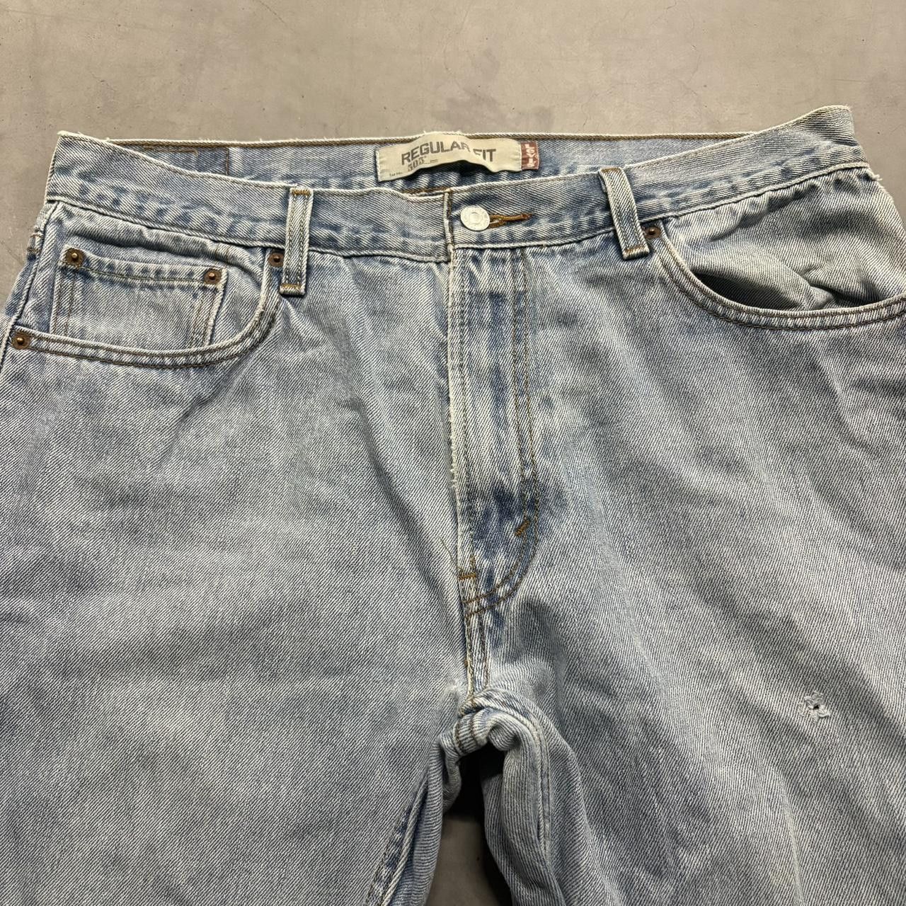Levi's Crazy Vintage Y2K 2000s Tall Levis Light Blue Wash Grunge Denim Jeans! Size US 36 / EU 52 - 2 Thumbnail
