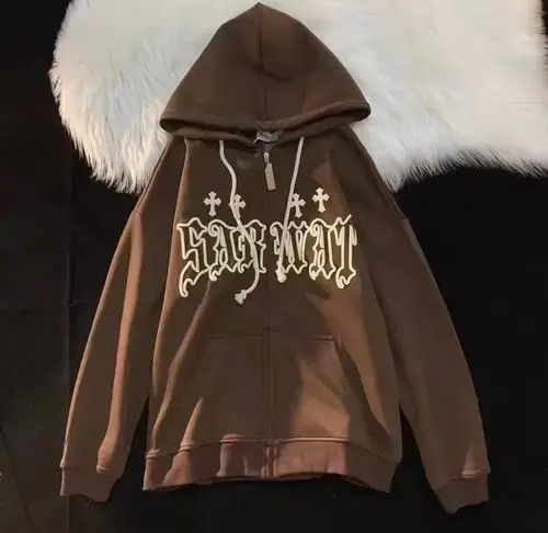 Japanese Brand Brown Puff Printed Oversized Sweatshirt Gothic Hoodie Size US S / EU 44-46 / 1 - 2 Thumbnail