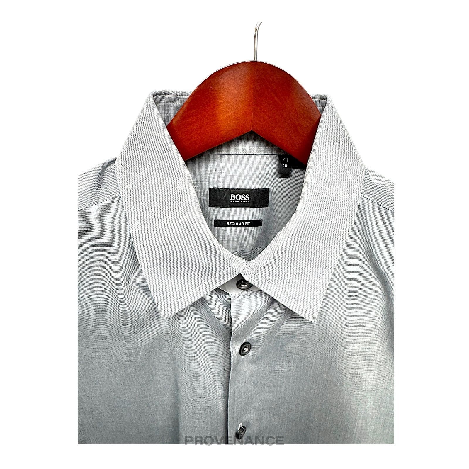 Hugo Boss 🔴 Boss Button Down Shirt - Grey 41 16 Size US L / EU 52-54 / 3 - 3 Thumbnail