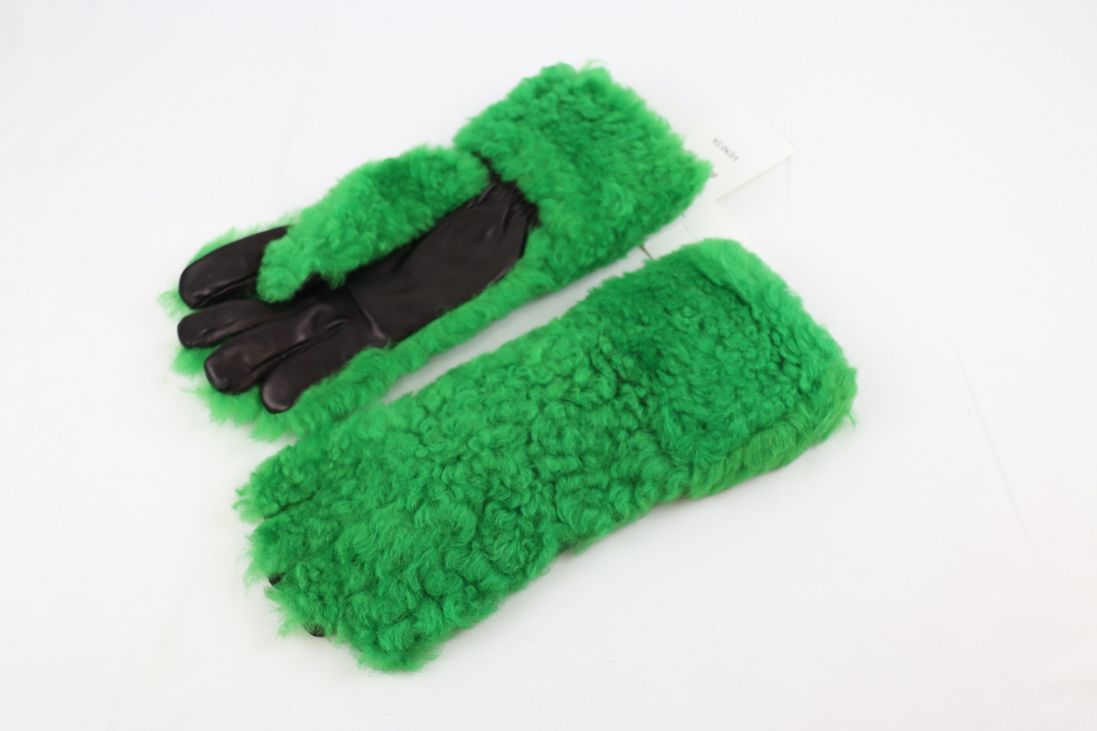 Bottega Veneta o1rshd10124 Size: 9.5 / Teddy Shearling Gloves in Parakeet Size ONE SIZE - 1 Thumbnail