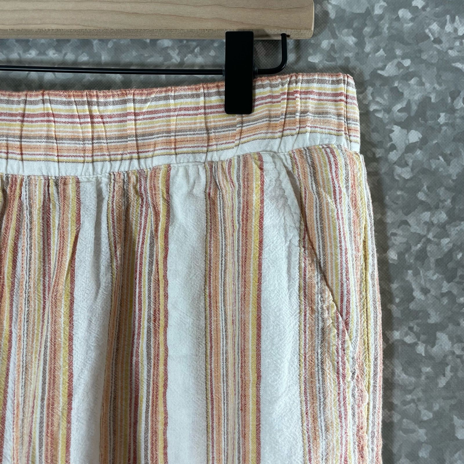 Anthropologie Cloth & Stone Orange Striped Wide Leg Cropped Pants - Large Size 32" / US 10 / IT 46 - 2 Thumbnail