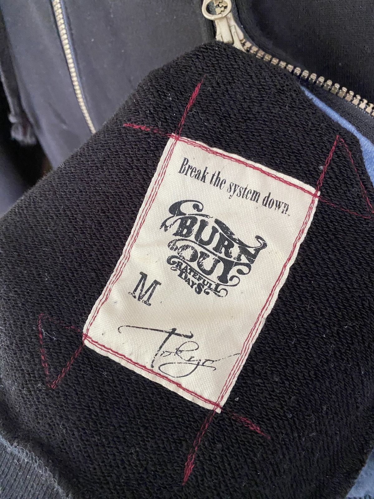 Japanese Brand Vtg Burn Out Japan loopwheel Dual Zipper Hoodie Size US M / EU 48-50 / 2 - 14 Thumbnail