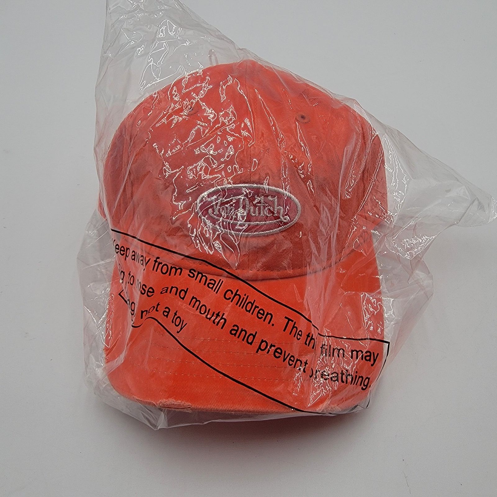 Von Dutch Von Dutch Distressed Denim Adjustable Dad Cap in Orange Size ONE SIZE - 10 Thumbnail