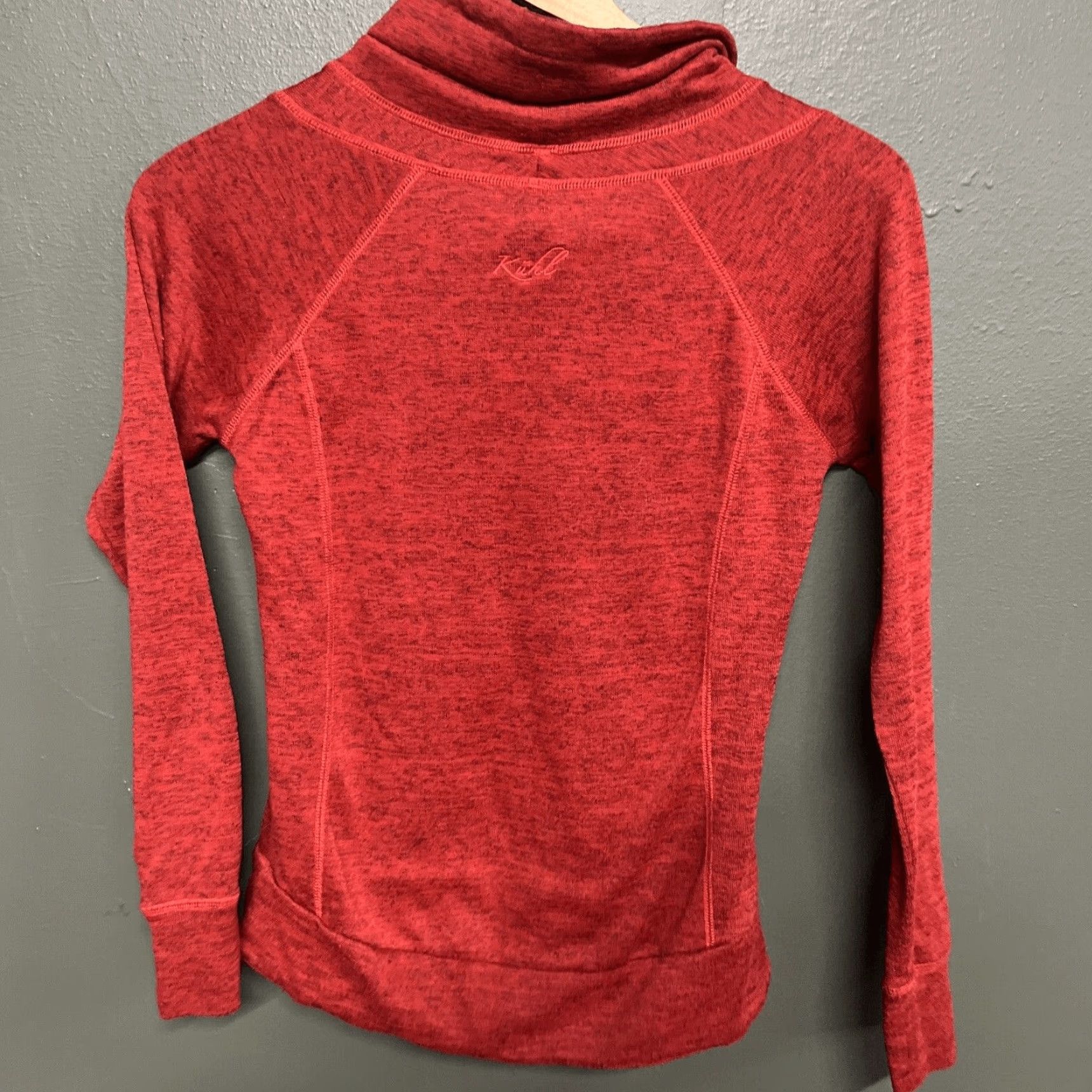 Vintage Kuhl Womens Pullover Sweater XS Red Cowl Neck Pockets Thumholes Front Pocket Raglan Sleeve Size XS / US 0-2 / IT 36-38 - 3 Thumbnail