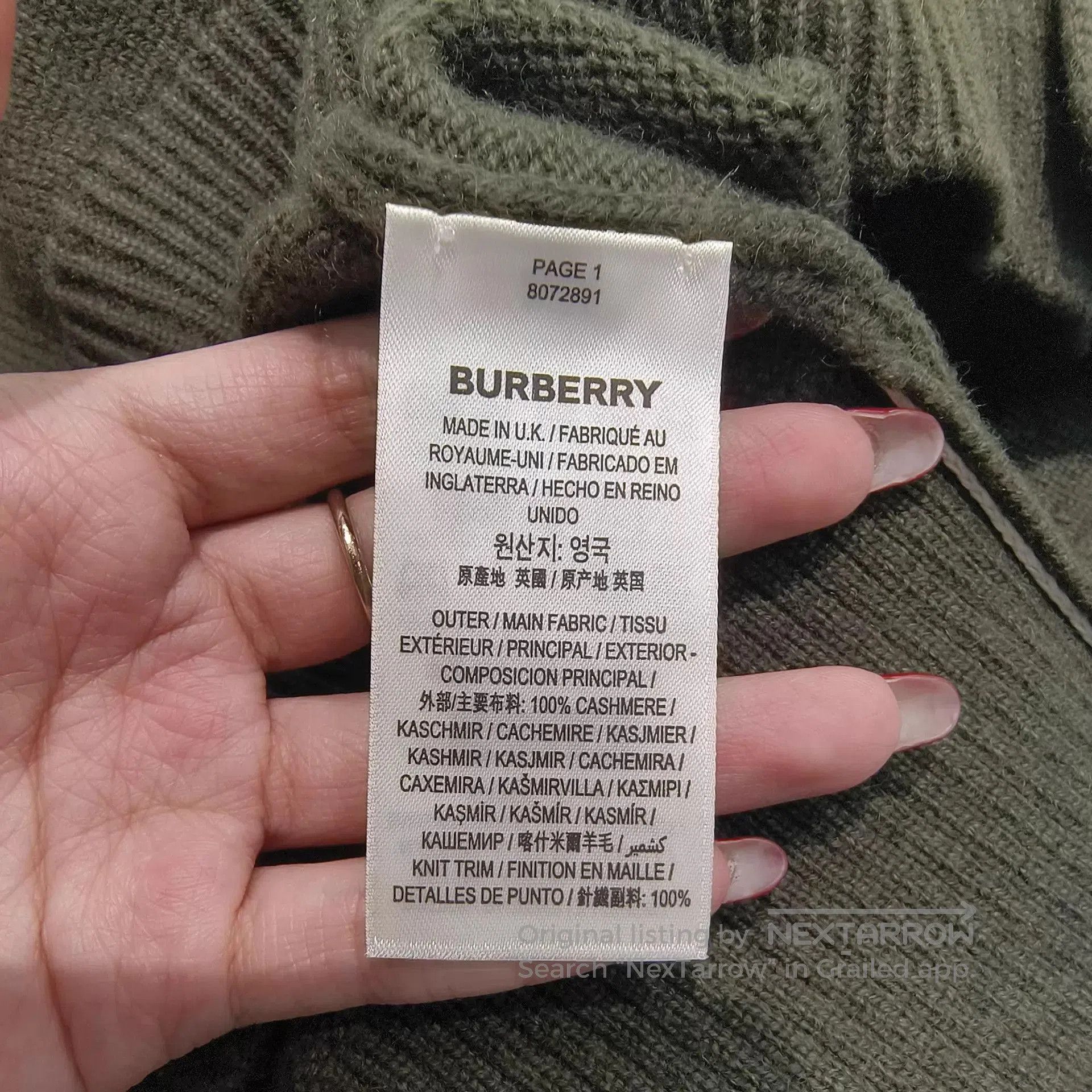 Burberry Green V-Neck Button Cardigan - XS. Size US XS / EU 42 / 0 - 4 Thumbnail