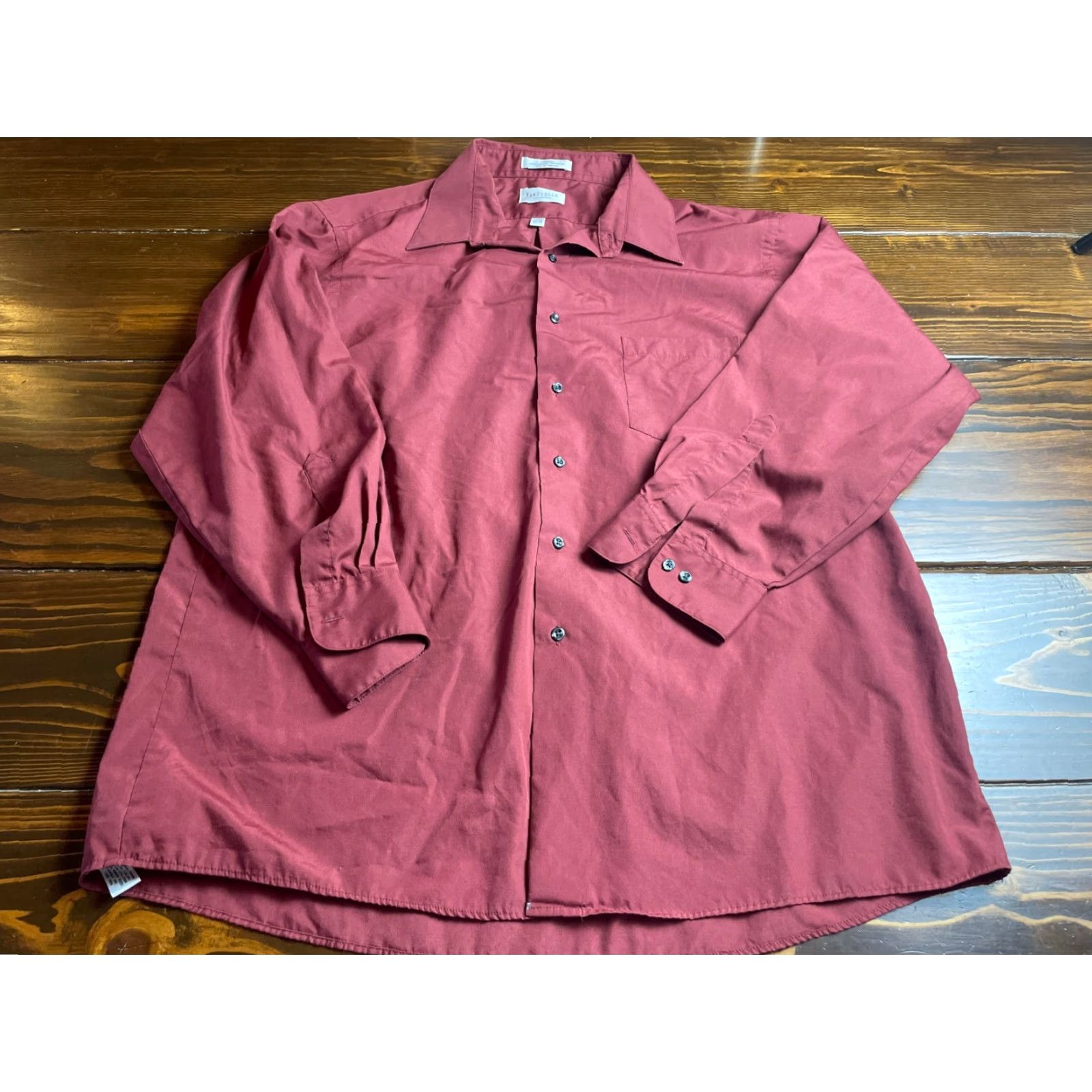 Van Heusen VINTAGE Van Heusen Shirt Mens XL Red Maroon Poplin Button Up Long Sleeve Size US XL / EU 56 / 4 - 2 Thumbnail