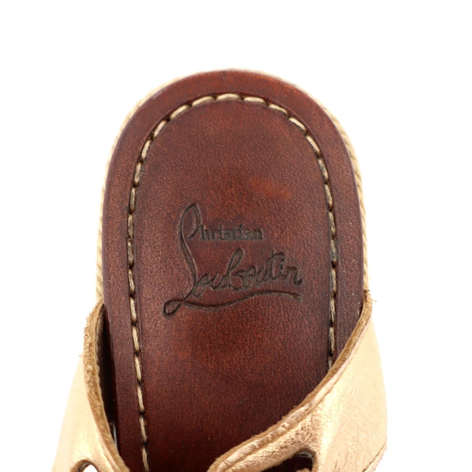Christian Louboutin Christian Louboutin Barcelona Gold Espadrille Wedge Sandal Woman EU36/US6 Open Toe Leather Lining Shine Gold Metallic Casual Party/Cocktail Womens Size US 6 / IT 36 - 6 Thumbnail