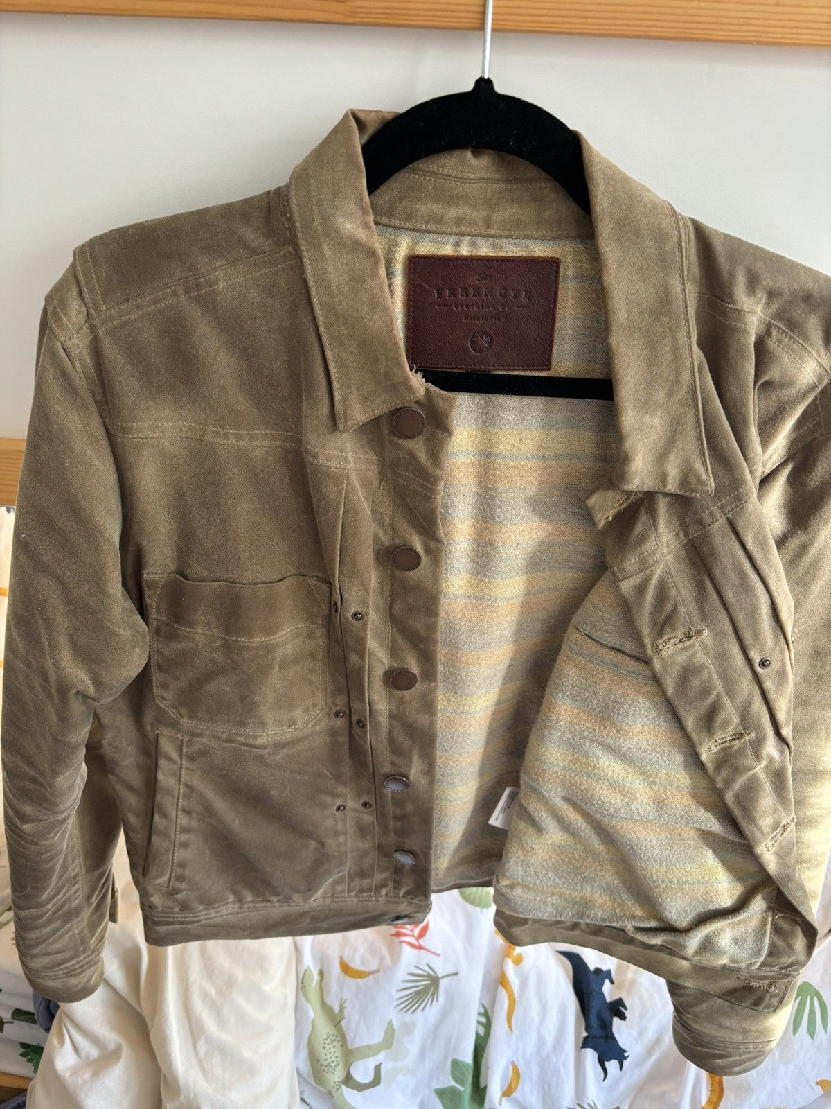 image of Freenote Waxed Riders Jacket Lined in Brown, Men's (Size Small)