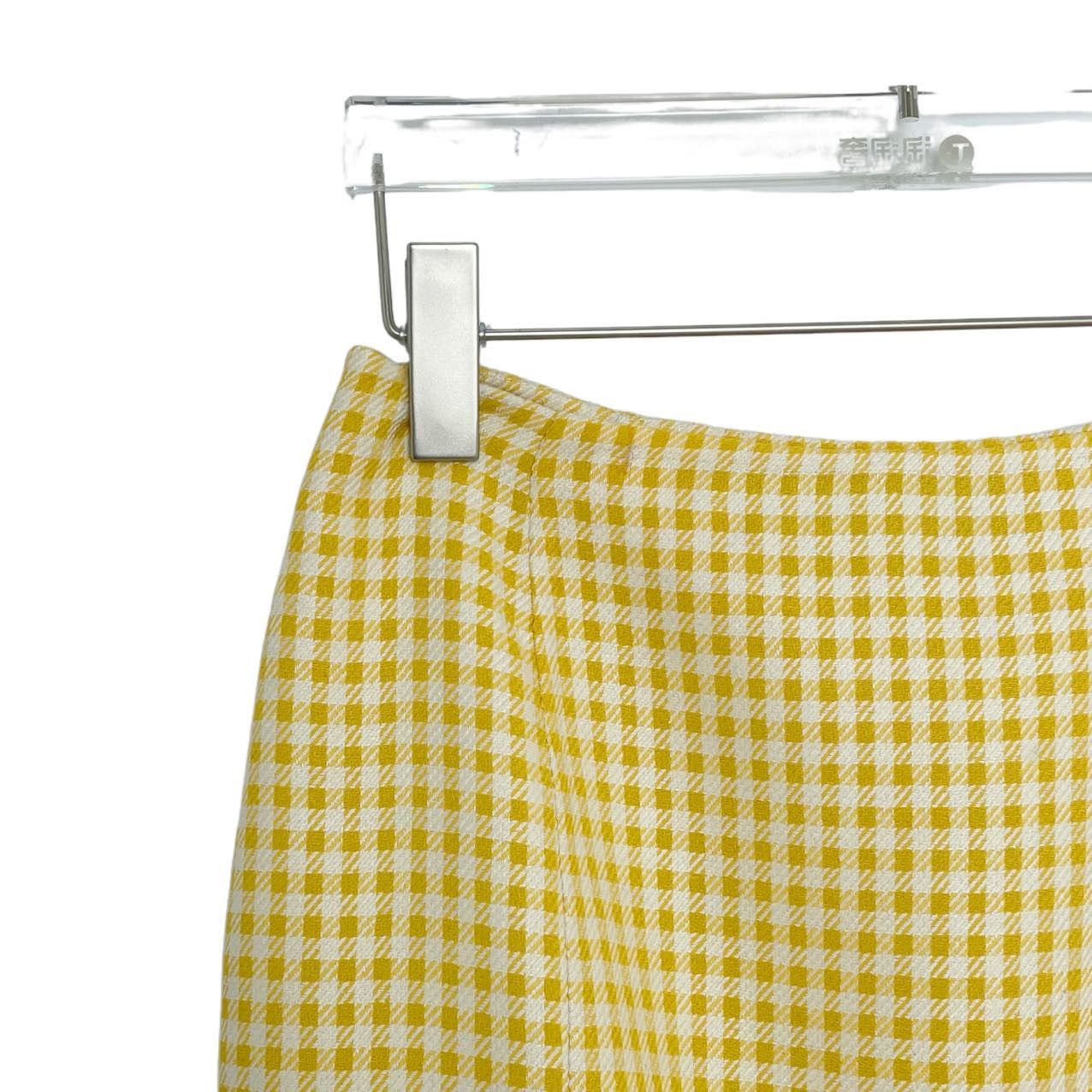 Prada Prada Yellow All-over Check Mid-rise Skirt K26WX Size 27" / US 4 / IT 40 - 3 Thumbnail