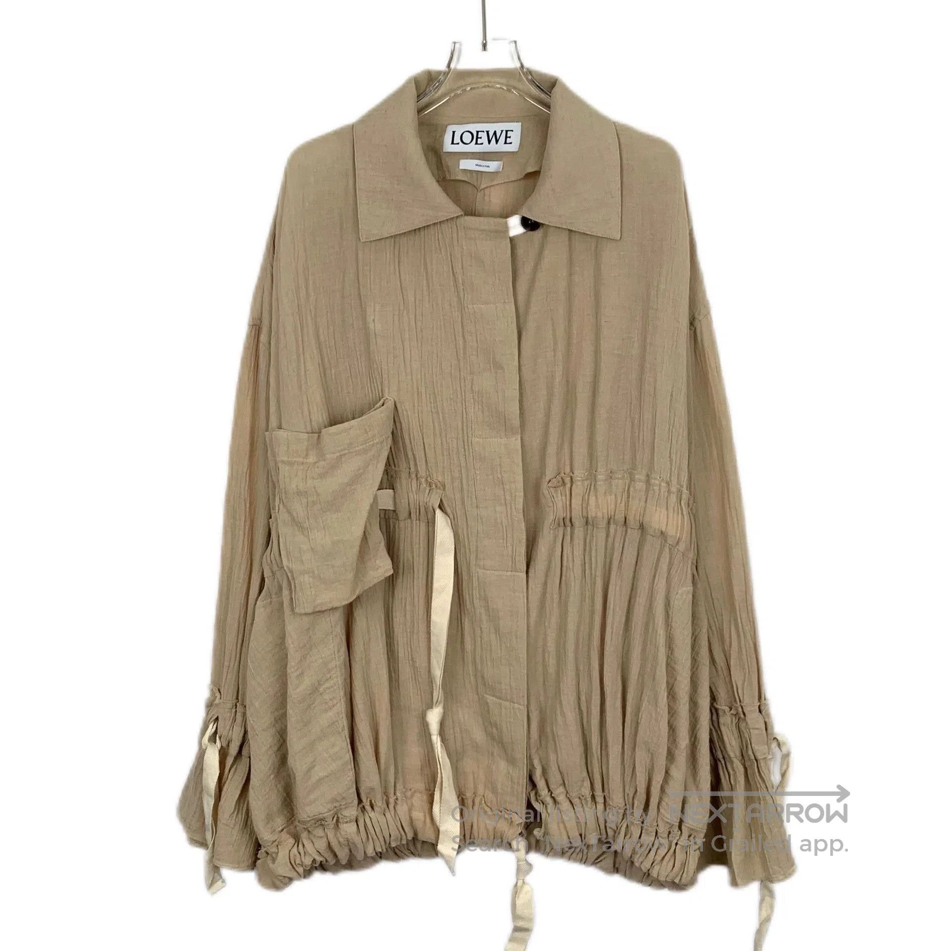 Loewe Loewe Brown Pleated Cotton Long Sleeve Cardigan. Size US XXS / EU 40 - 1 Thumbnail